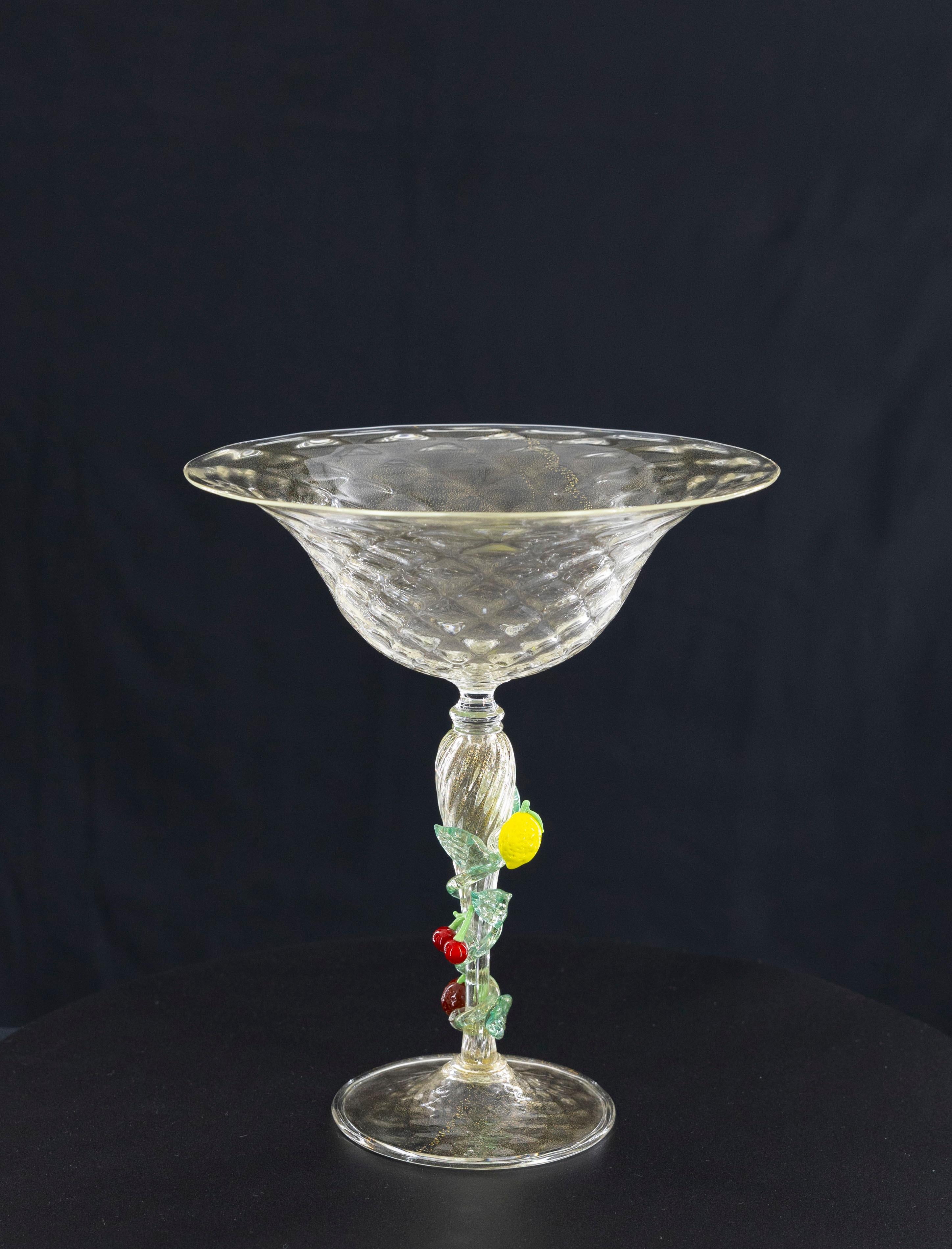 Vetro a stelo veneziano trasparente di Murano con finiture dorate Italia anni '90 in vendita 3