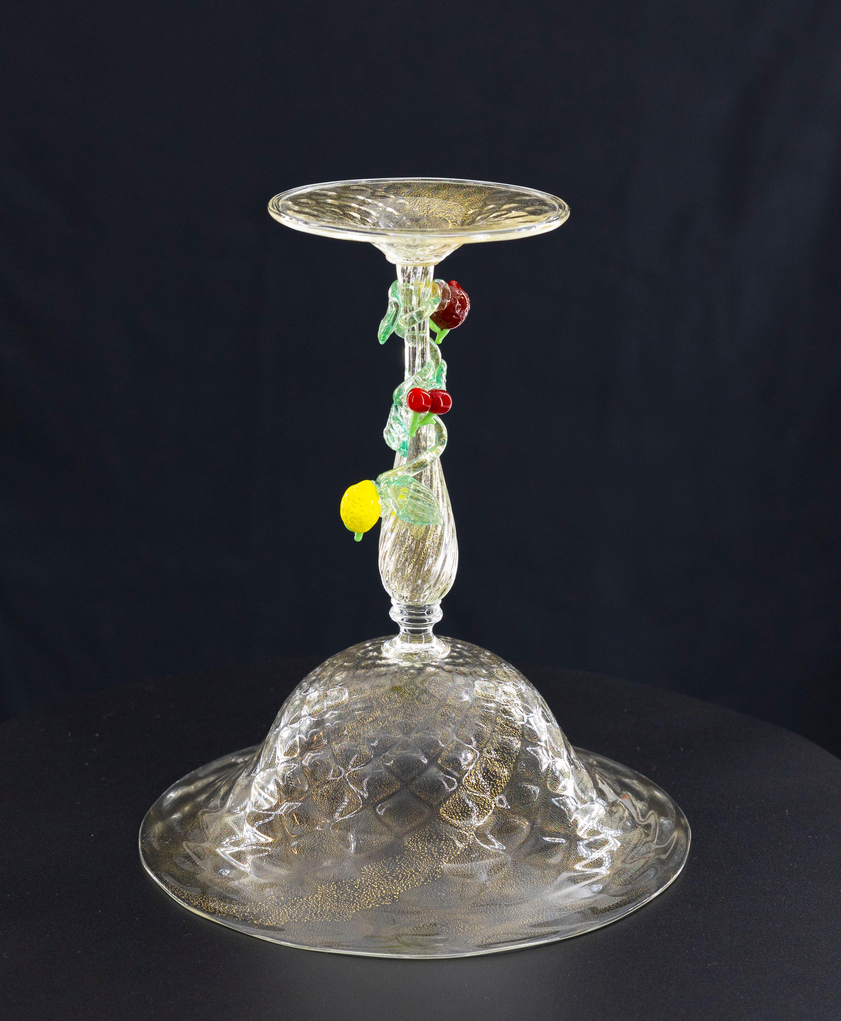 Vetro a stelo veneziano trasparente di Murano con finiture dorate Italia anni '90 in vendita 4