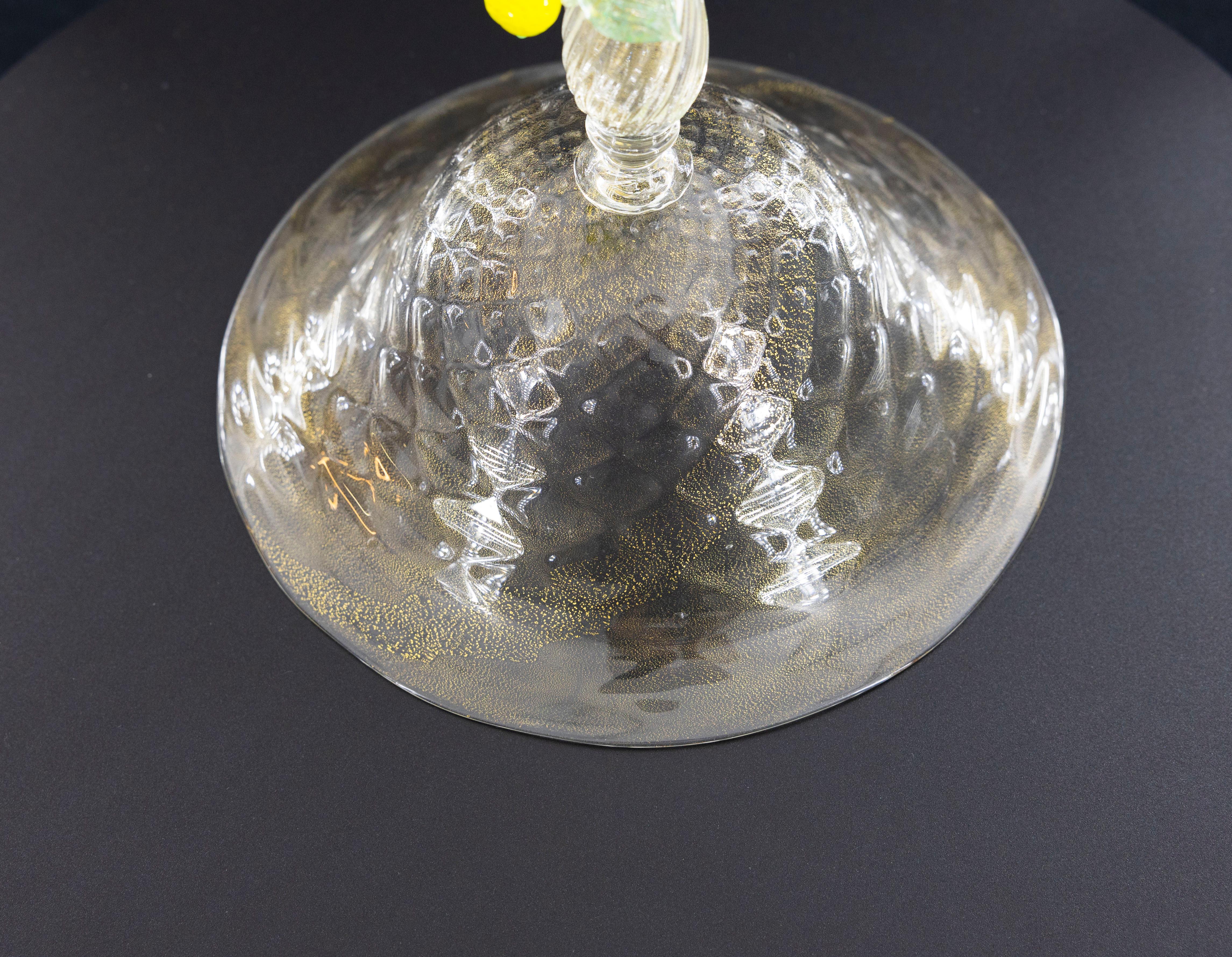 Transparent Venetian Murano Stem Glass with Gold Finishes Italy 1990s For Sale 5