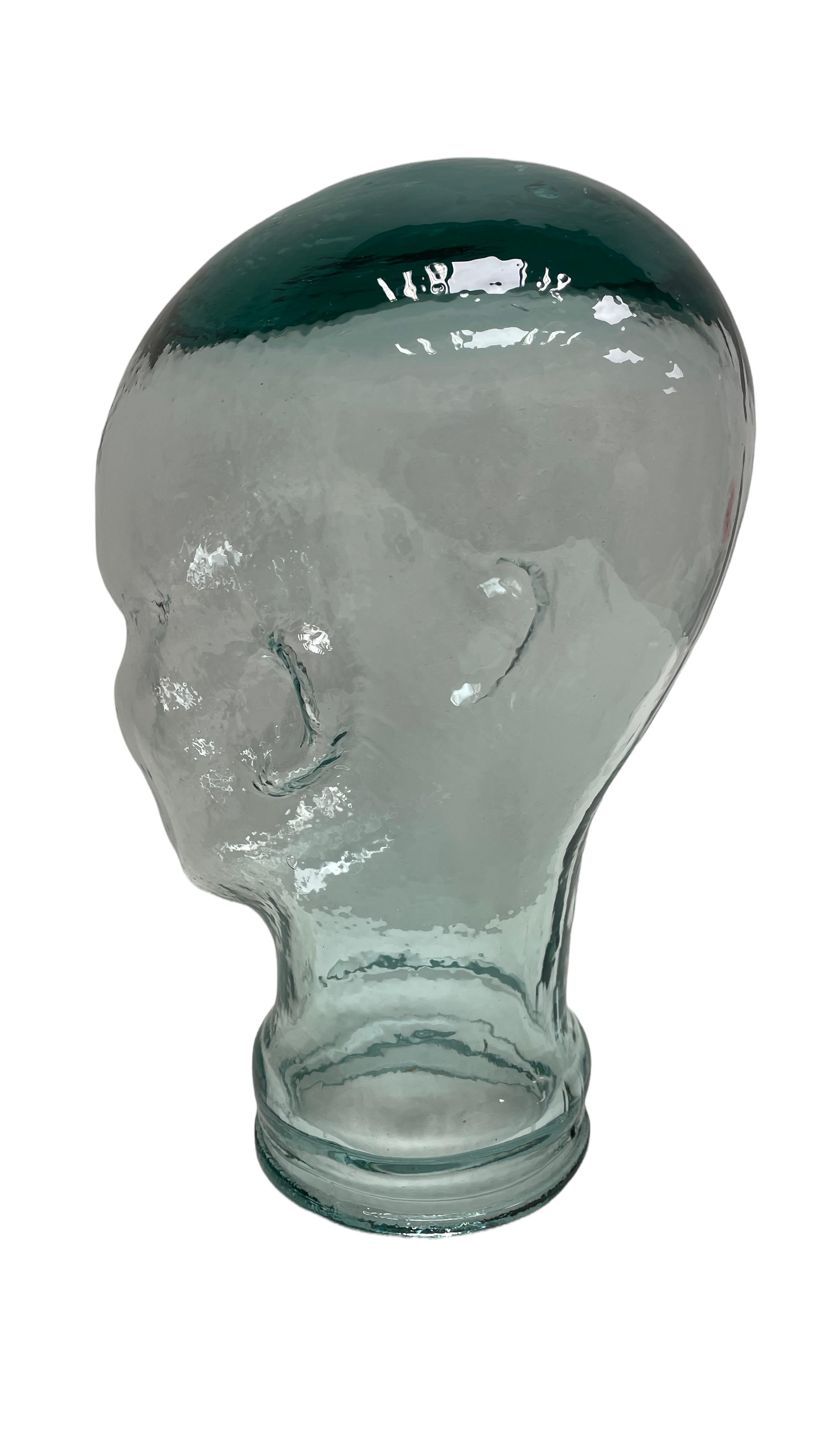 Mid-Century Modern Transparent Vintage Decorative Mannequin Glass Head Sculpture, 1970s, Austria For Sale