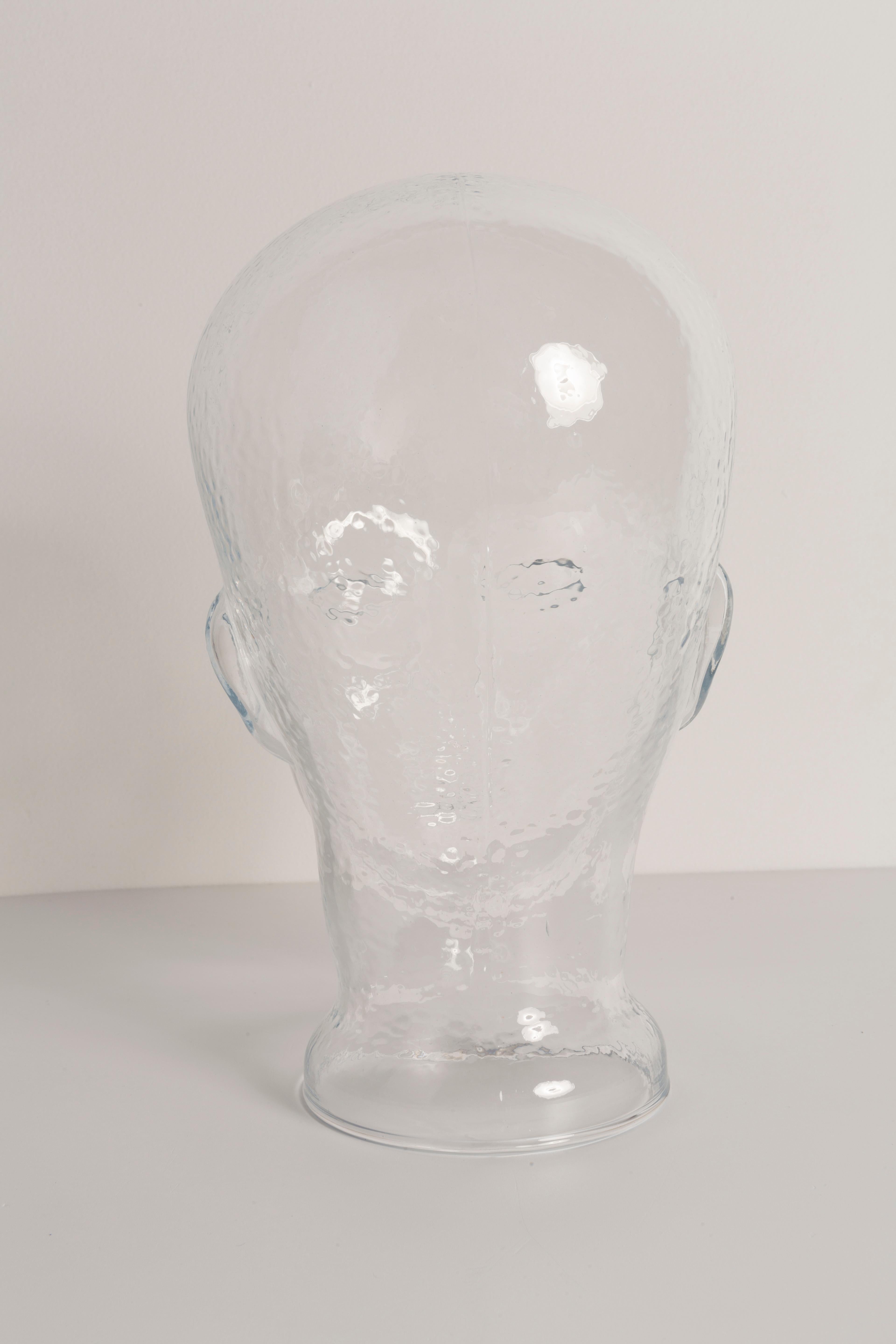 Transparent Vintage Decorative Mannequin Glass Head Sculpture, 1970s, Germany For Sale 2