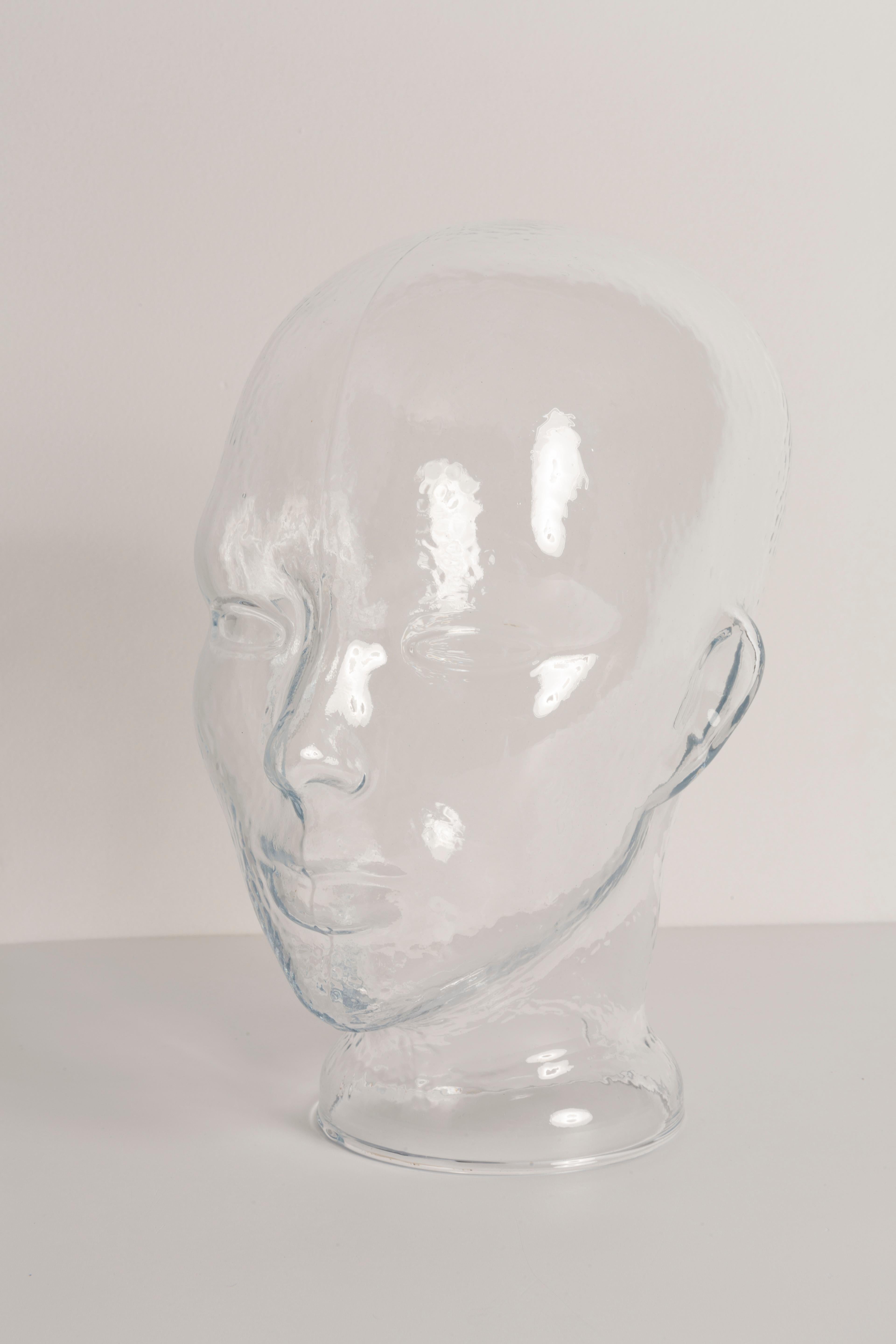 Sculpture de tête décorative en verre transparent en forme de mannequin, 1970, Allemagne en vente 4