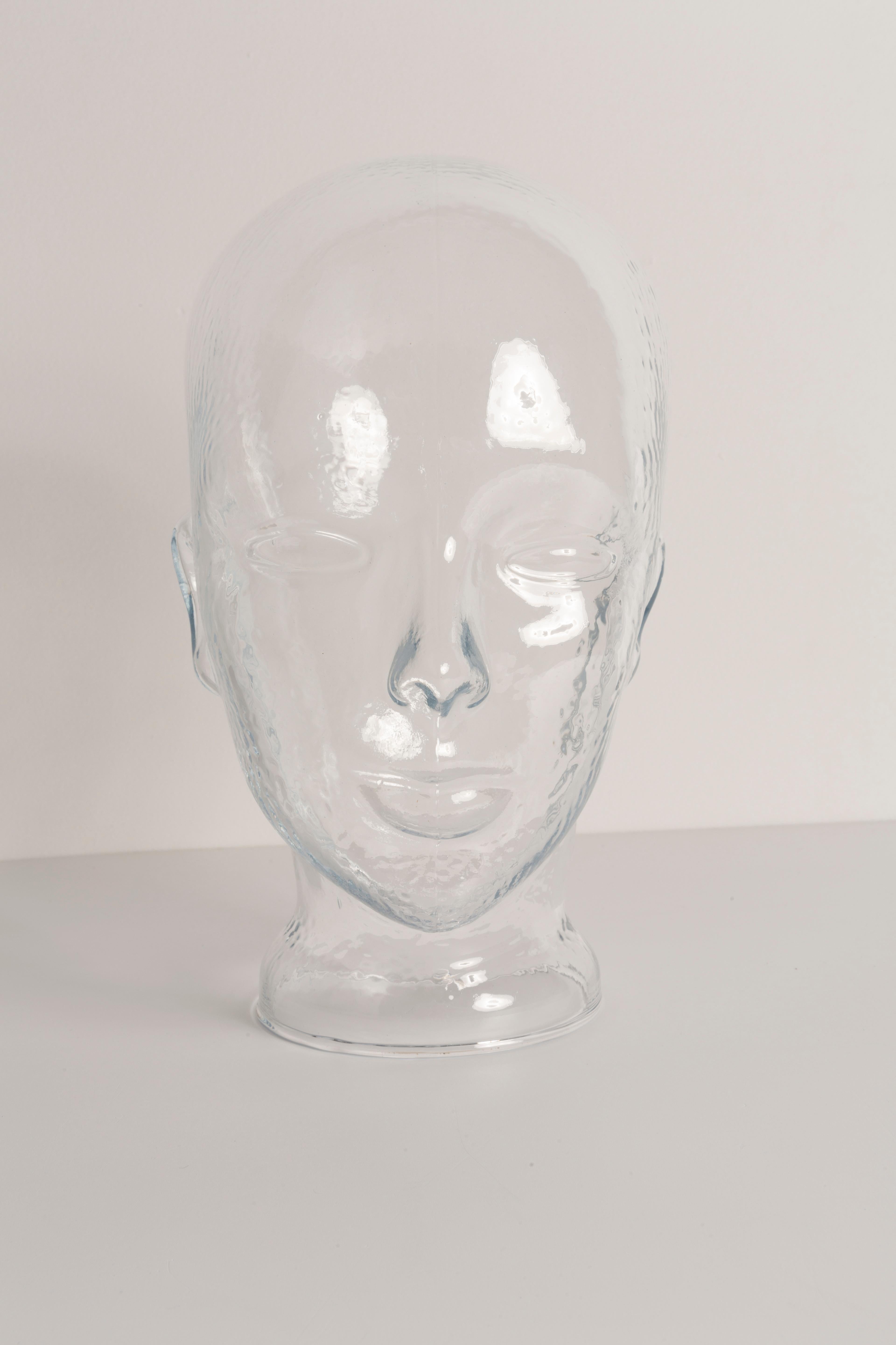 Transparent Vintage Decorative Mannequin Glass Head Sculpture, 1970s, Germany For Sale 4