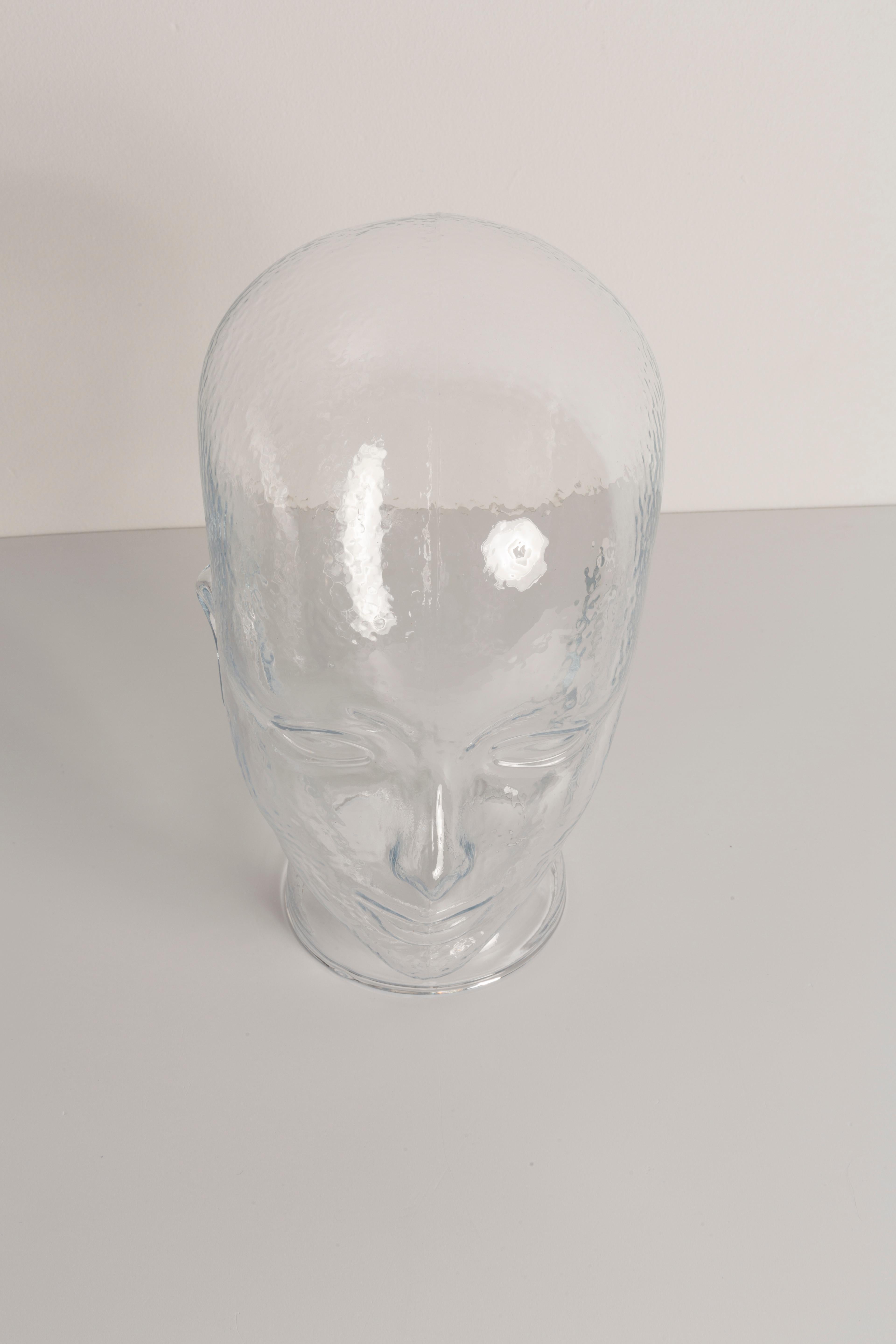 Transparent Vintage Decorative Mannequin Glass Head Sculpture, 1970s, Germany For Sale 5