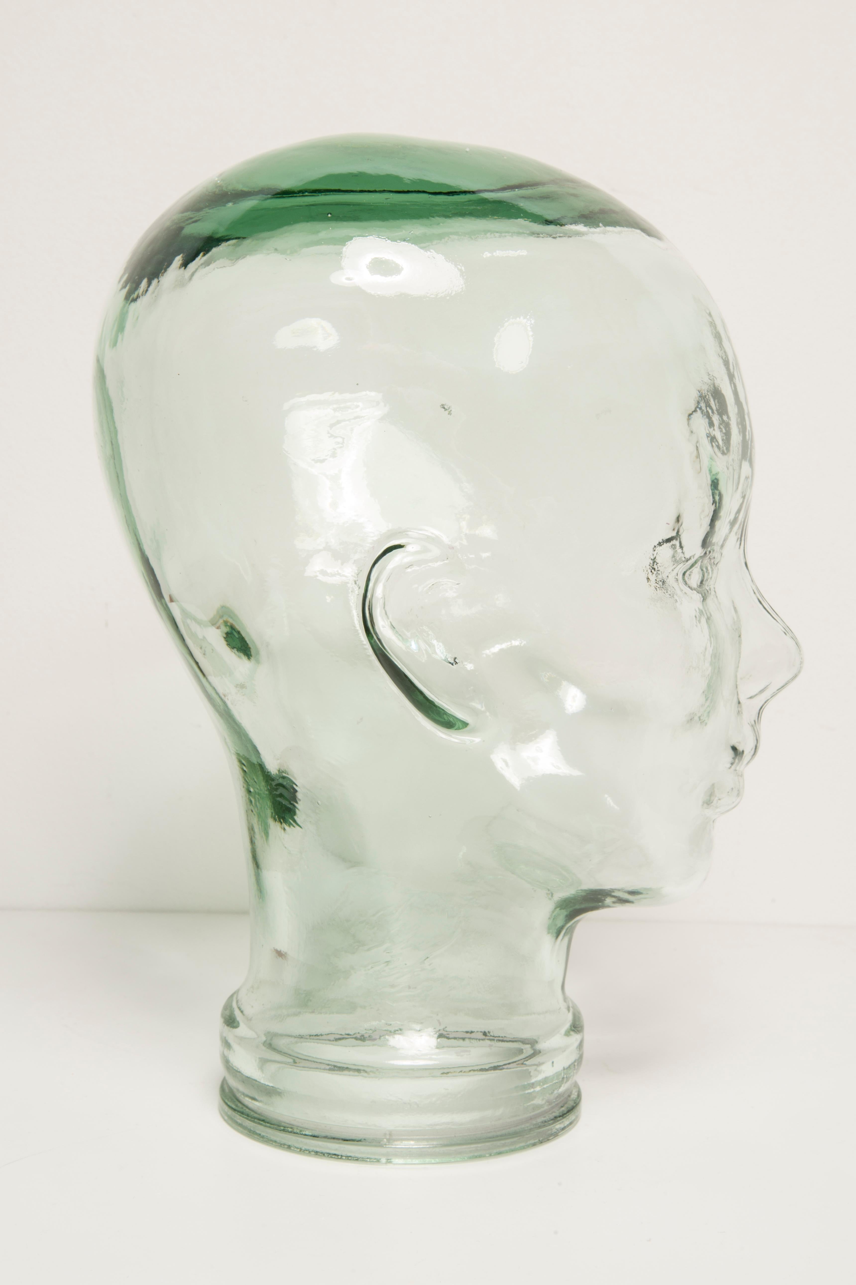 Mid-Century Modern Sculpture de tête décorative en verre transparent en forme de mannequin, 1970, Allemagne en vente