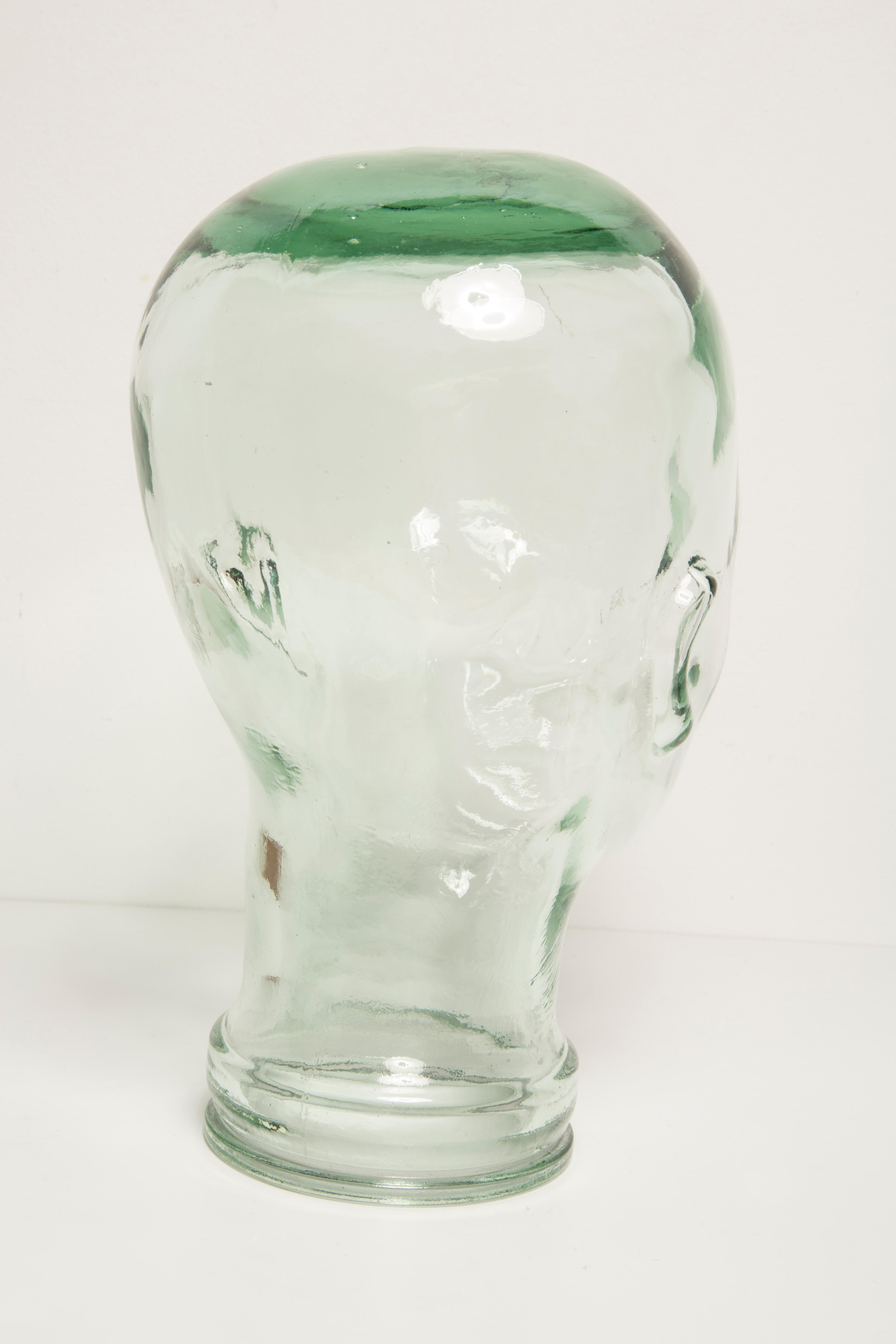 Mid-Century Modern Transparent Vintage Decorative Mannequin Glass Head Sculpture, 1970s, Germany For Sale