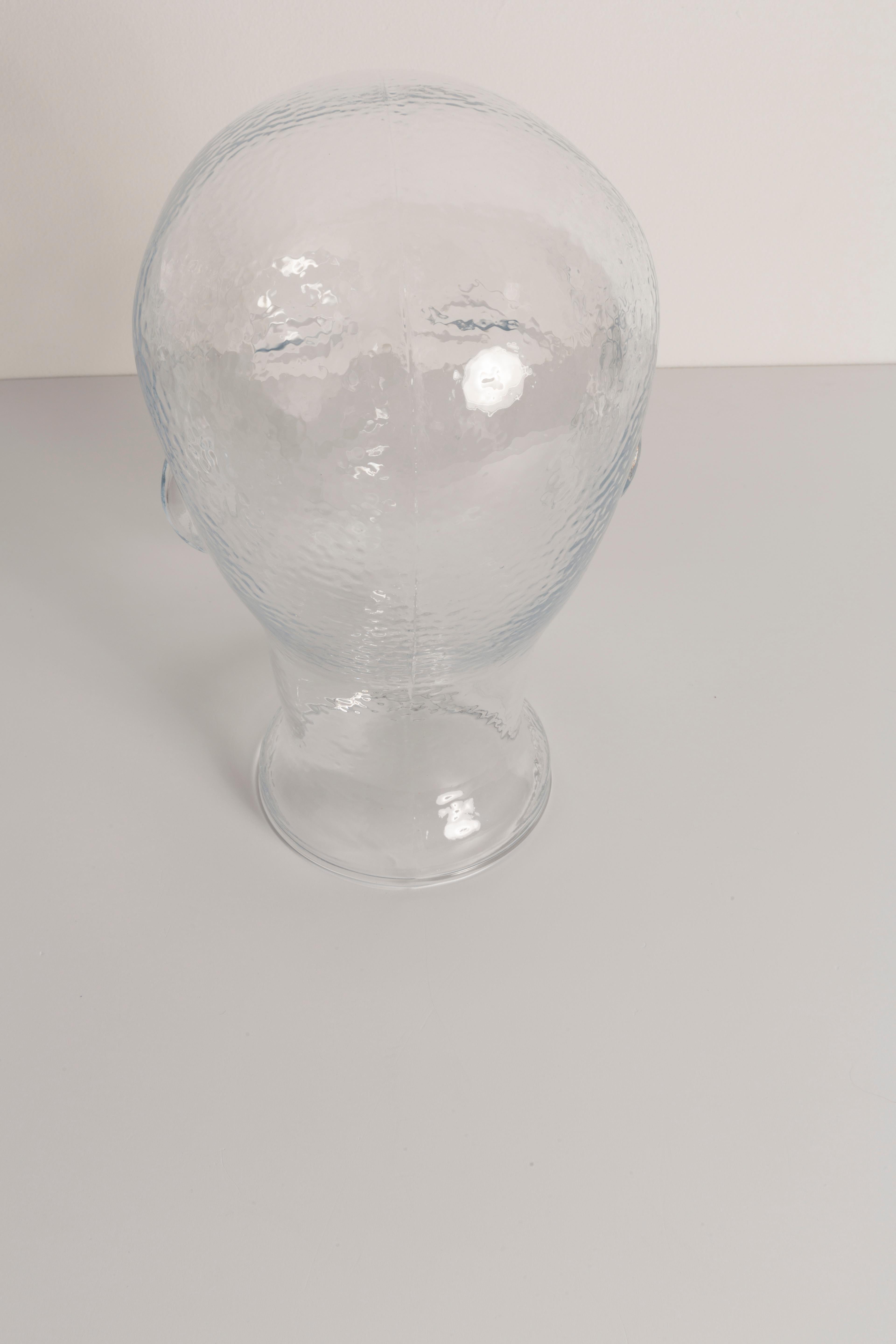 Sculpture de tête décorative en verre transparent en forme de mannequin, 1970, Allemagne Bon état - En vente à 05-080 Hornowek, PL