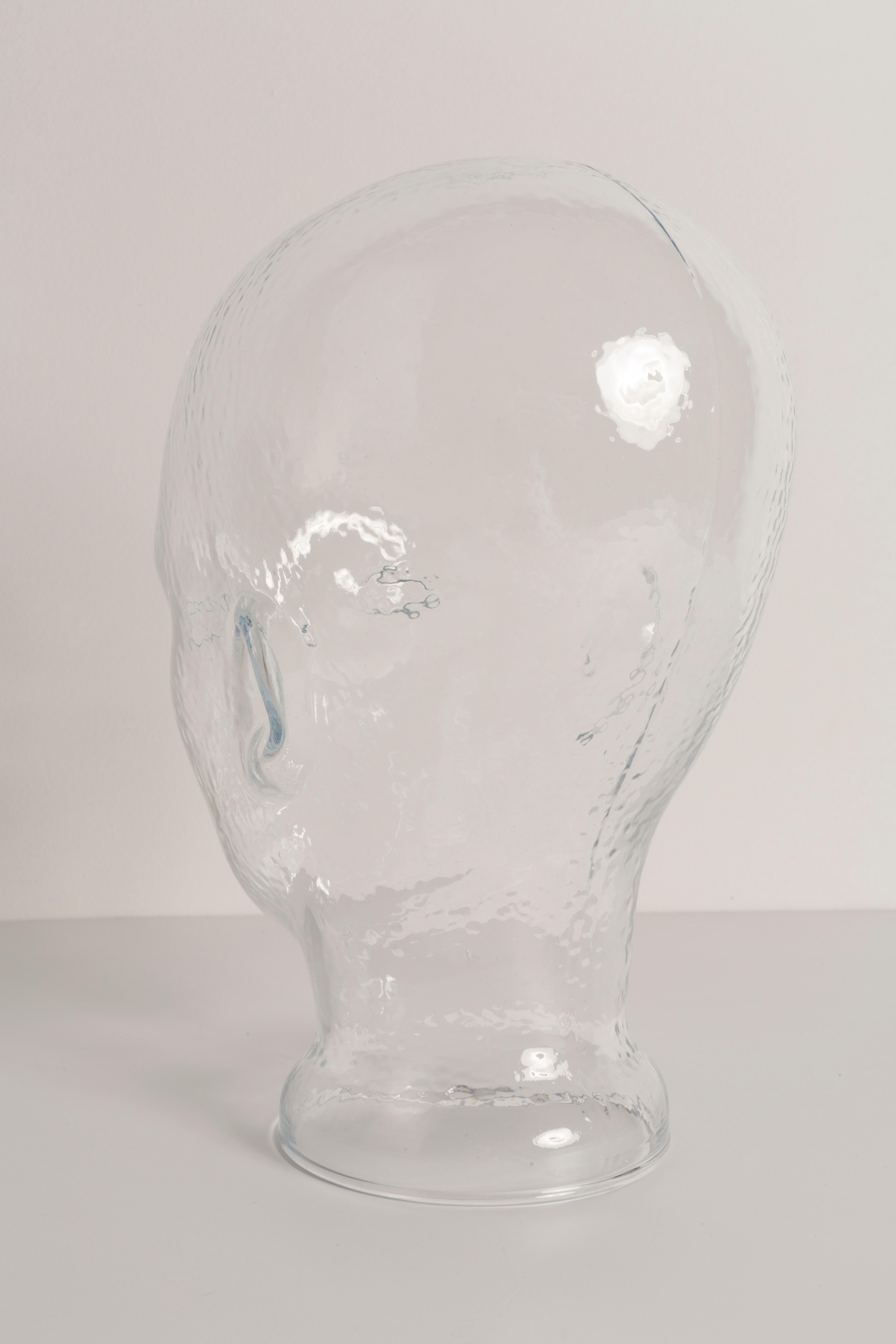 20ième siècle Sculpture de tête décorative en verre transparent en forme de mannequin, 1970, Allemagne en vente