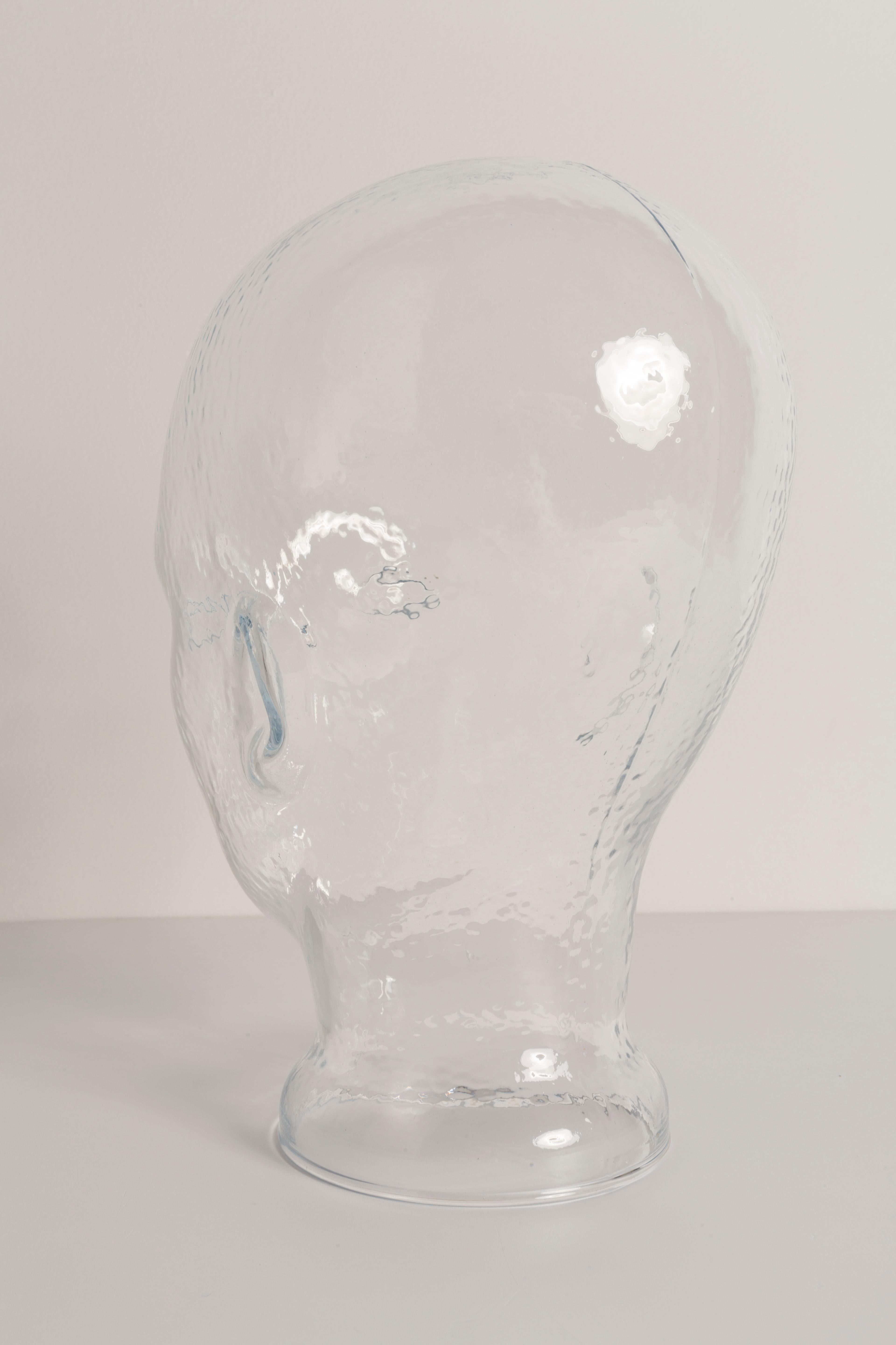 Mid-Century Modern Transparent Vintage Decorative Mannequin Glass Head Sculpture, 1970s, Germany For Sale