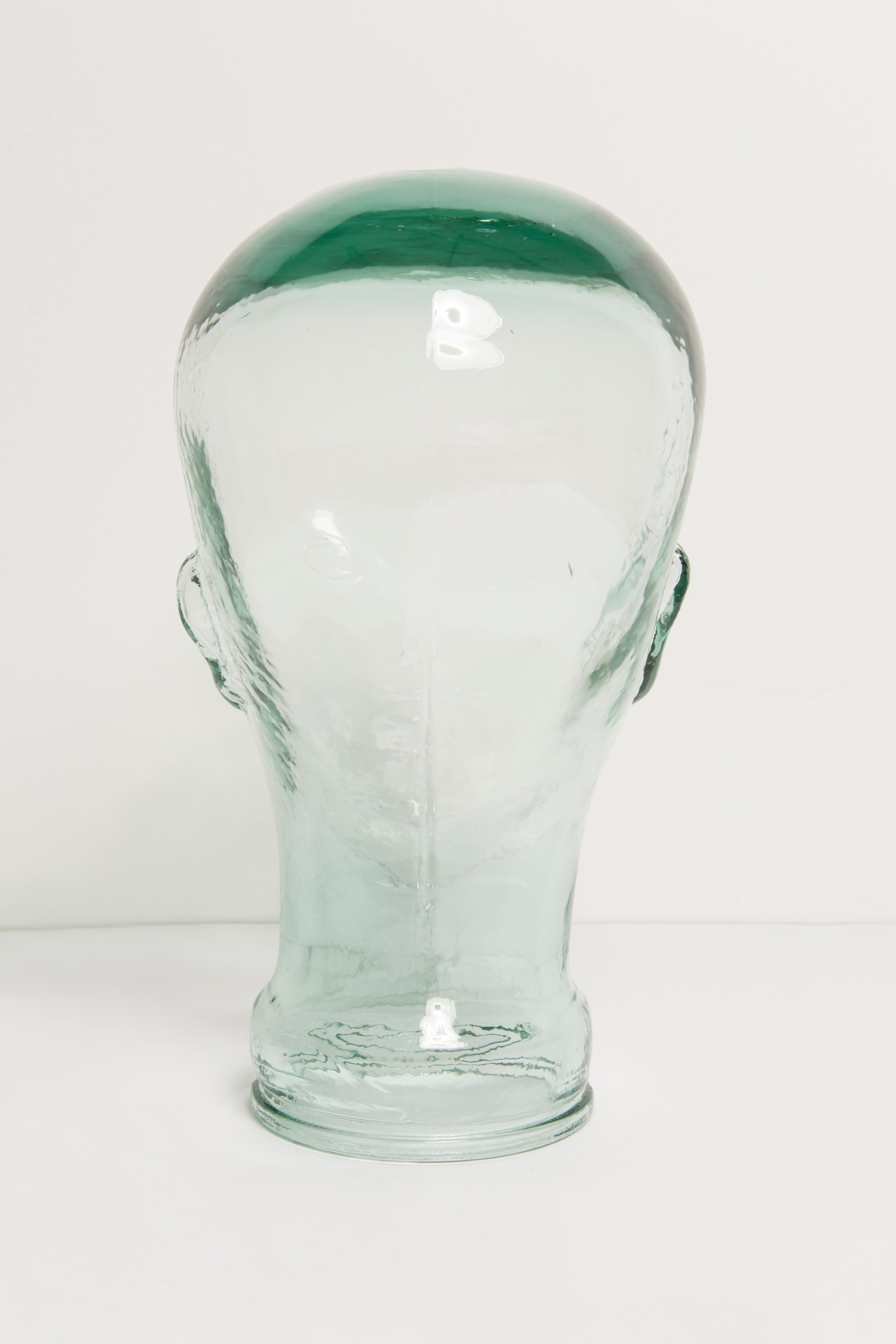 Mid-Century Modern Transparent Vintage Decorative Mannequin Glass Head Sculpture, 1970s, Germany