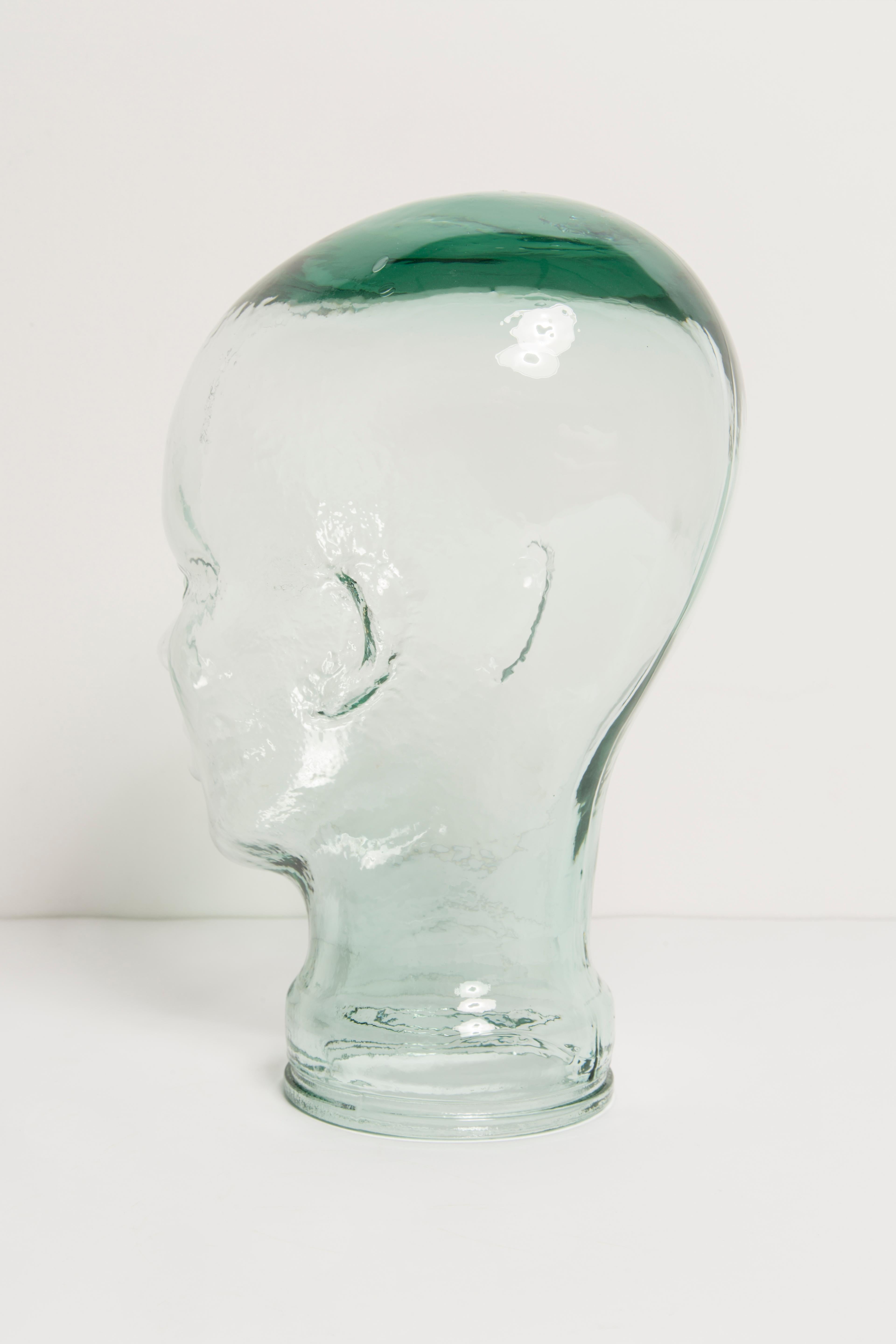 Transparent Vintage Decorative Mannequin Glass Head Sculpture, 1970s, Germany In Good Condition In 05-080 Hornowek, PL