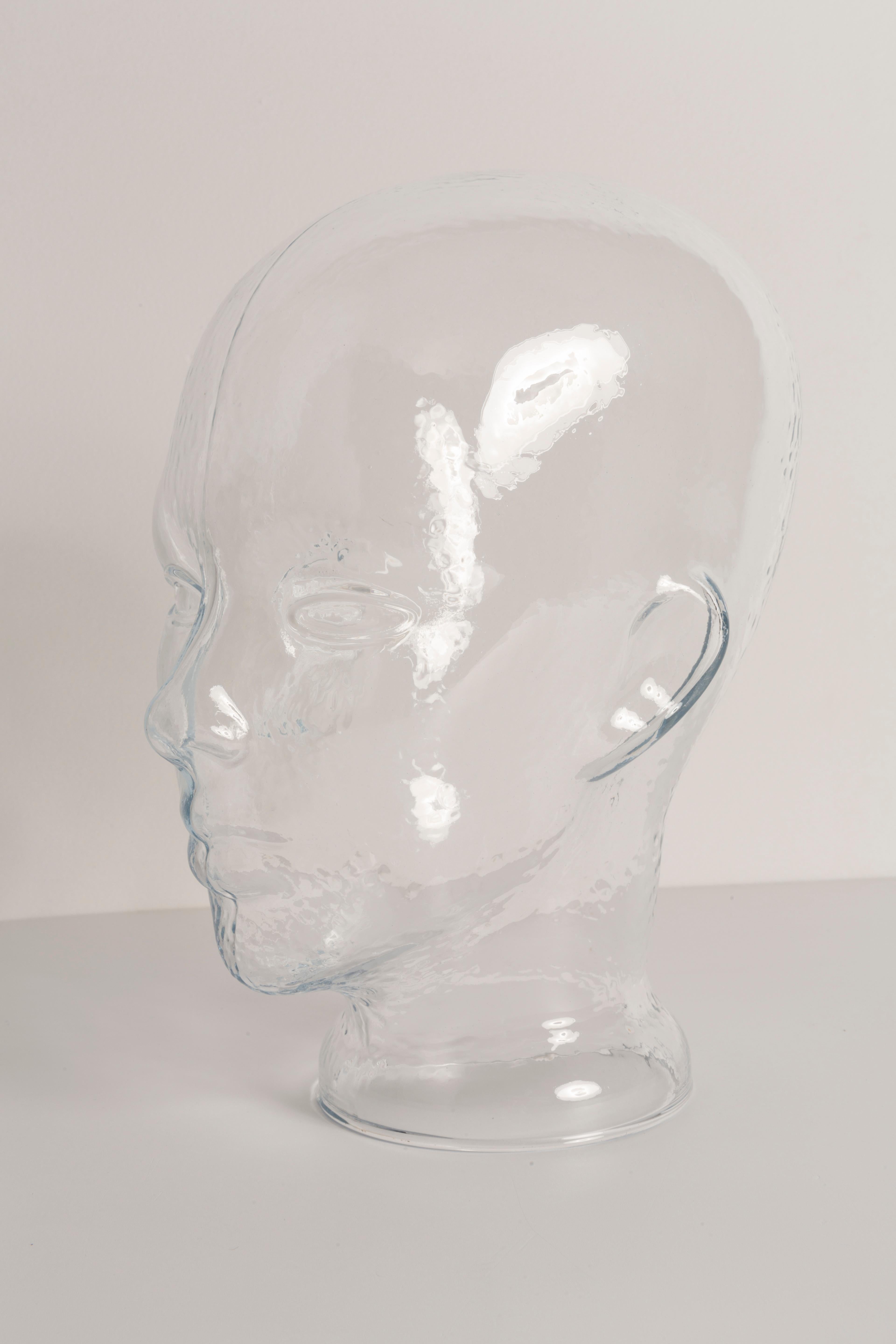 Sculpture de tête décorative en verre transparent en forme de mannequin, 1970, Allemagne en vente 1