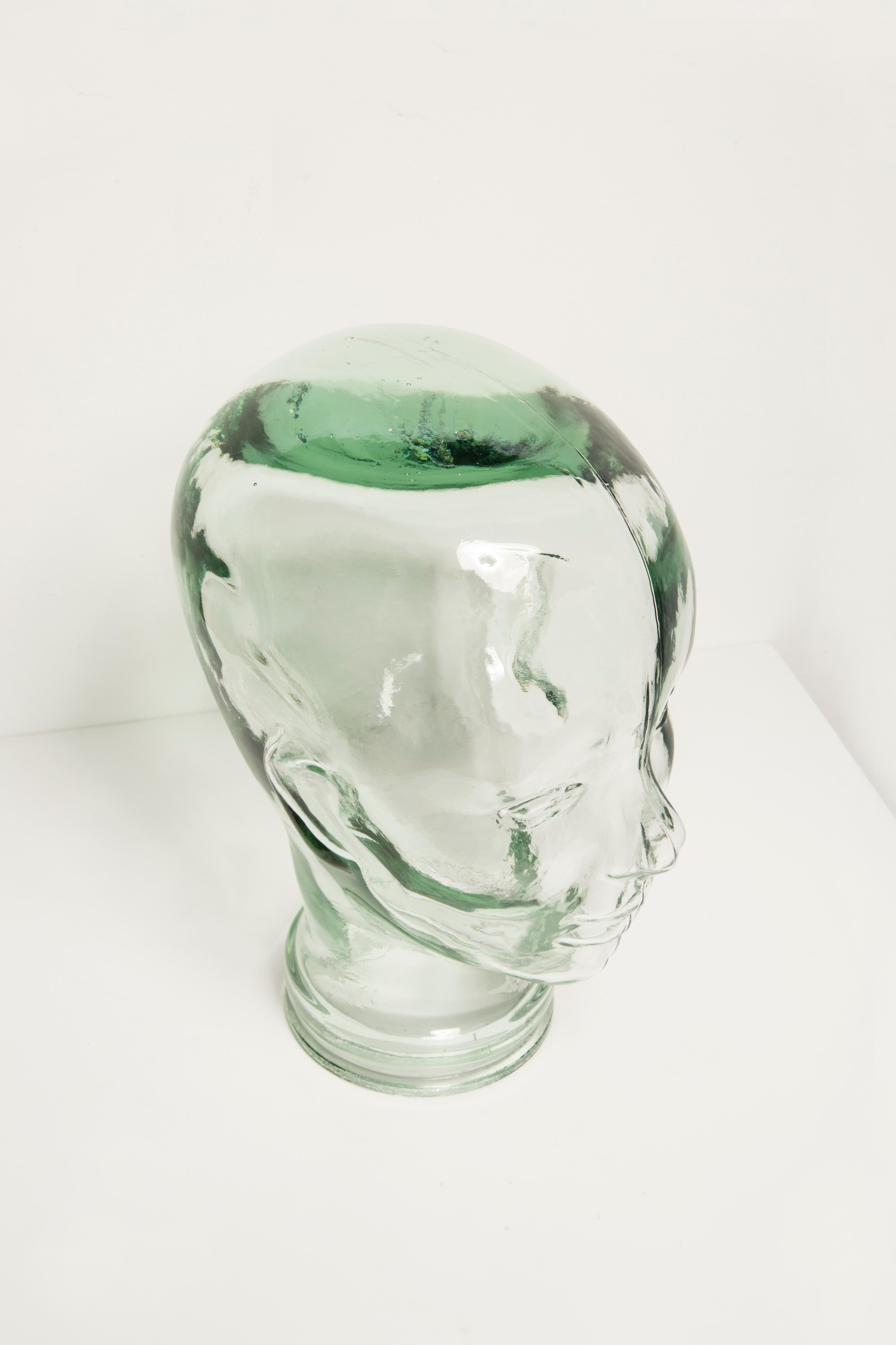 Transparent Vintage Decorative Mannequin Glass Head Sculpture, 1970s, Germany For Sale 3