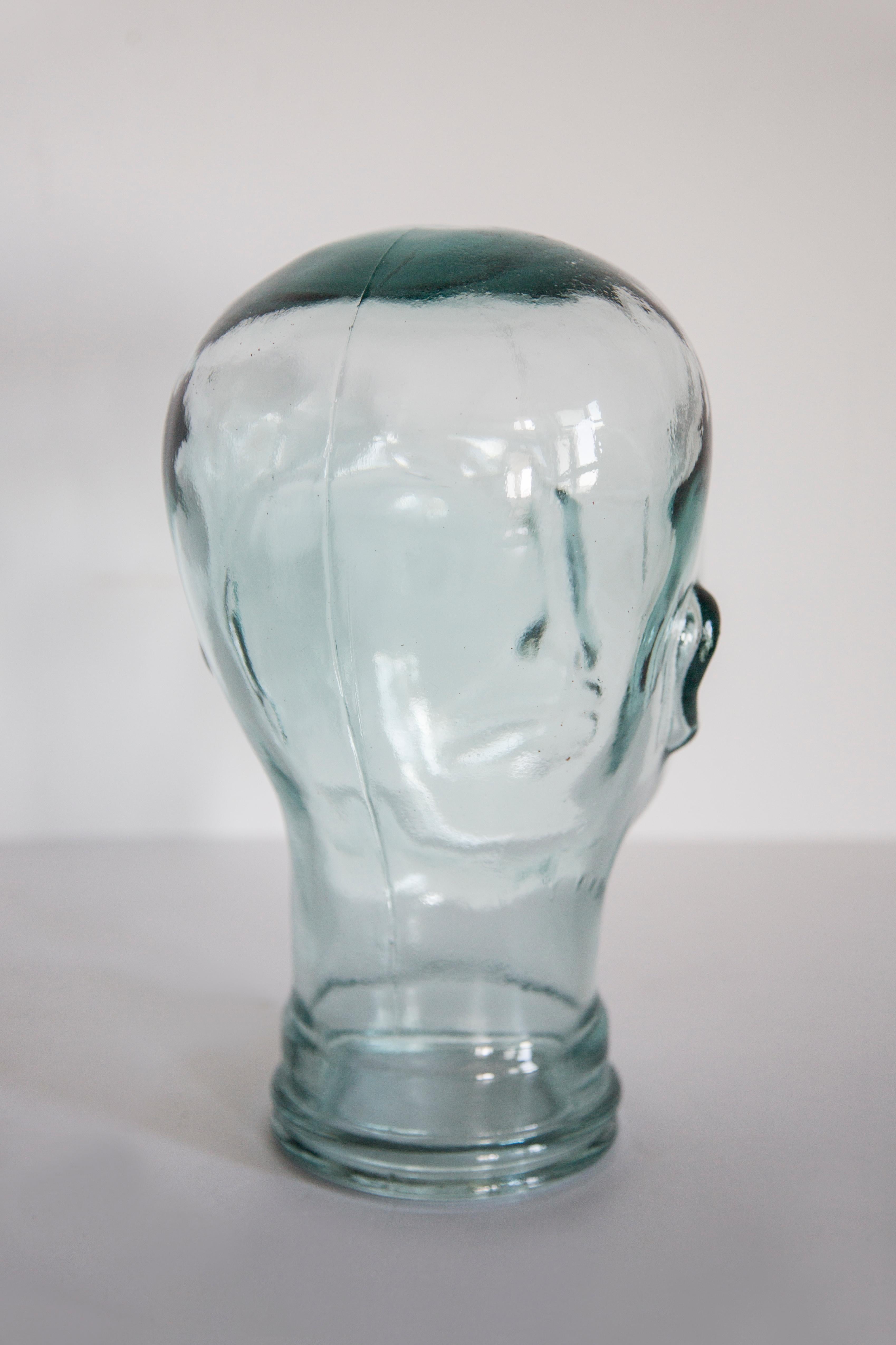Sculpture de tête décorative en verre transparent en forme de mannequin, 1970, Allemagne en vente 2