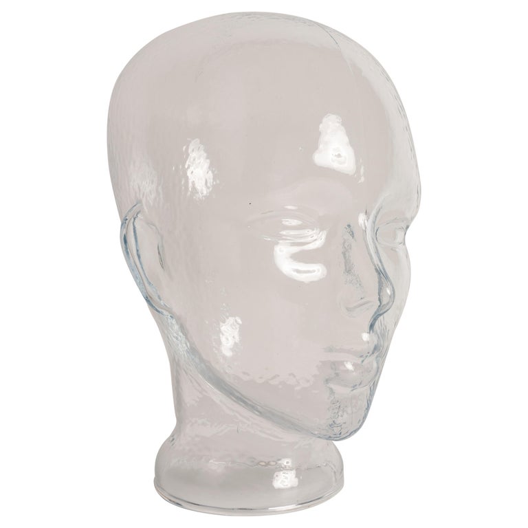 Transparent Vintage Decorative Mannequin Glass Head Sculpture, 1970s
