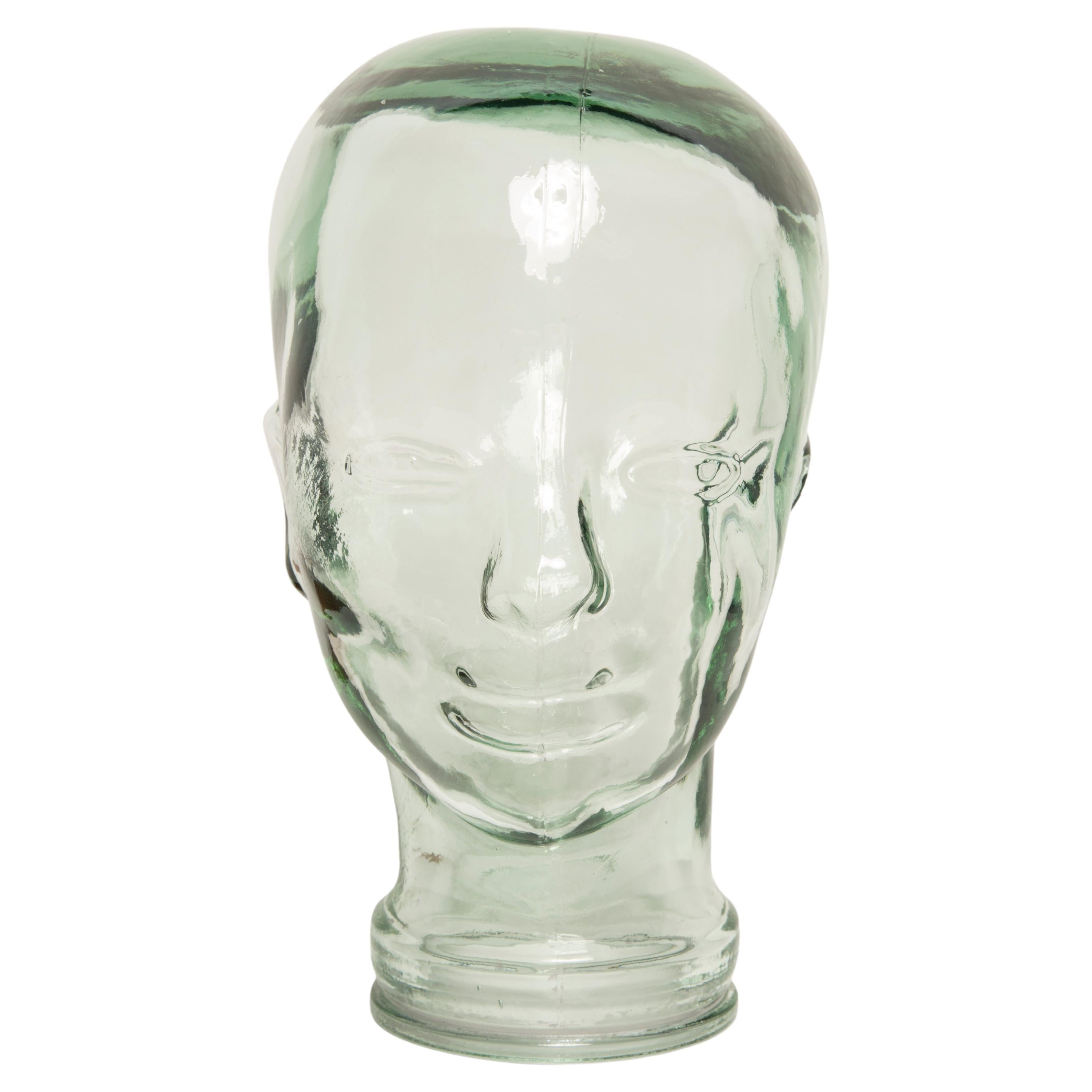 Transparent Vintage Decorative Mannequin Glass Head Sculpture, 1970s, Germany