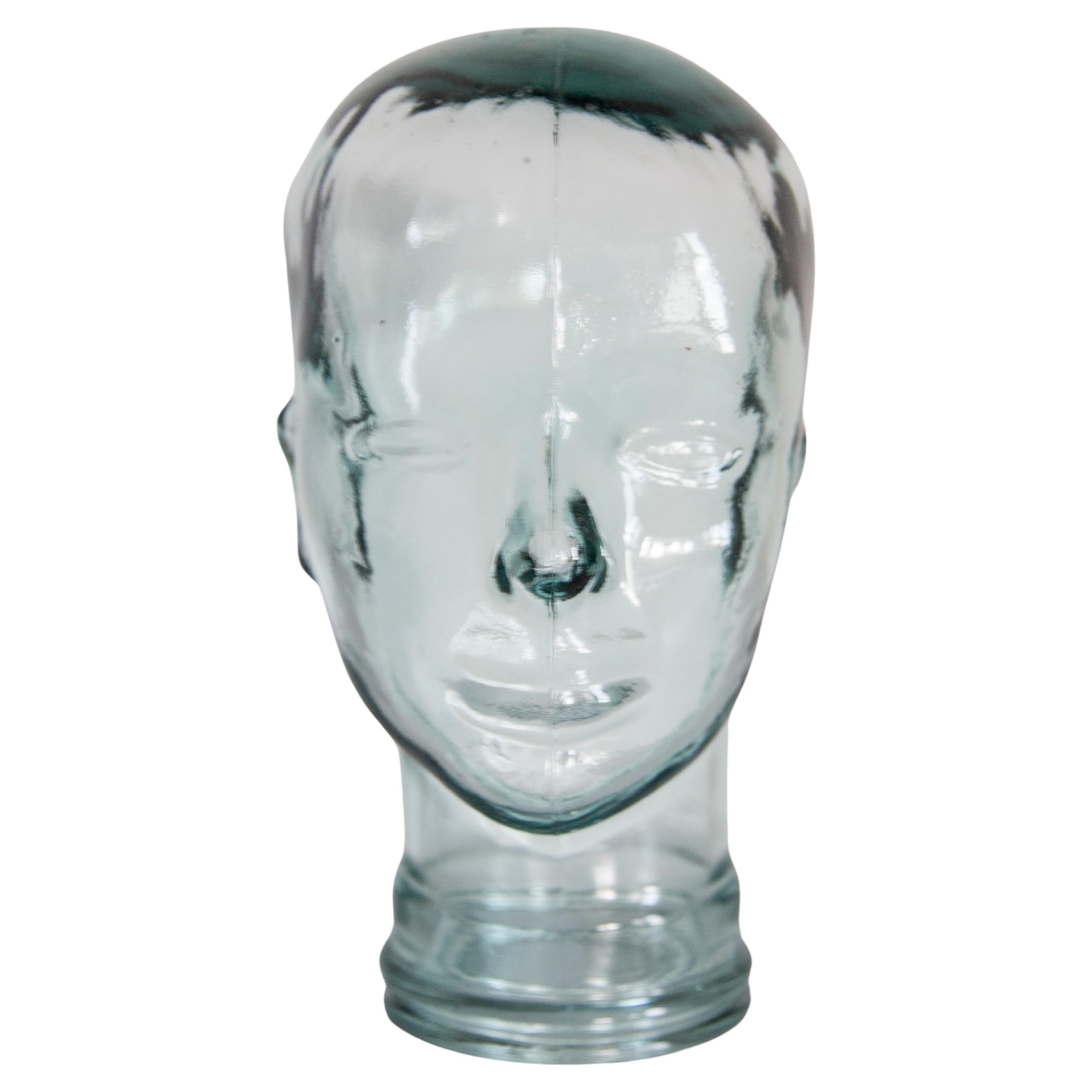 Escultura decorativa vintage transparente con cabeza de maniquí de cristal, años 70, Alemania
