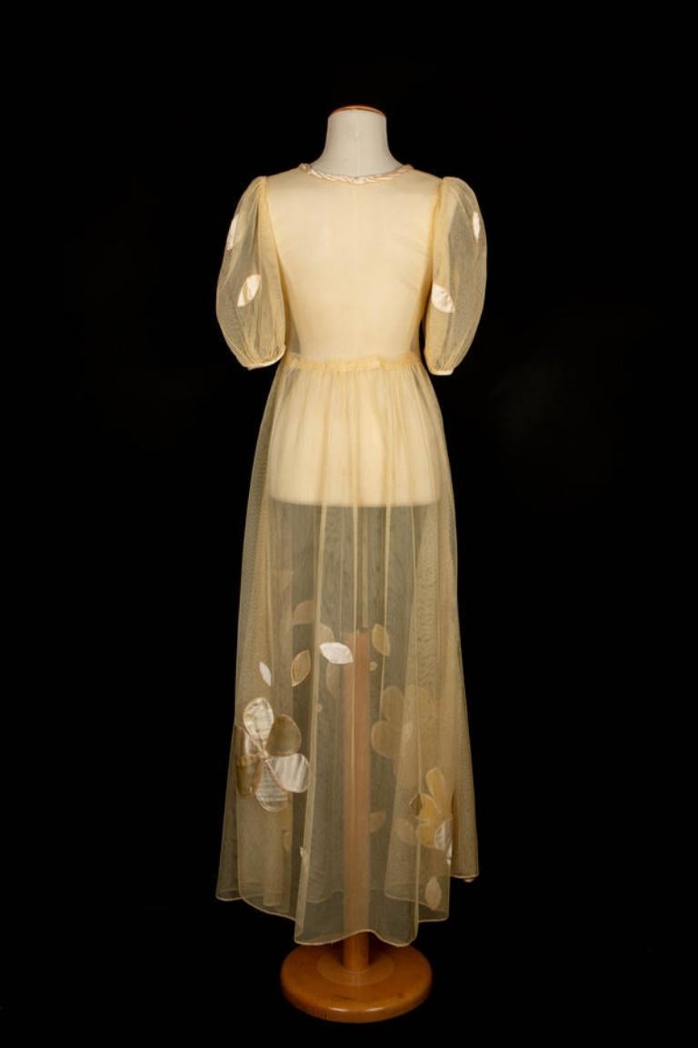Brown Transparent Vintage Silk Dress, 1930s For Sale