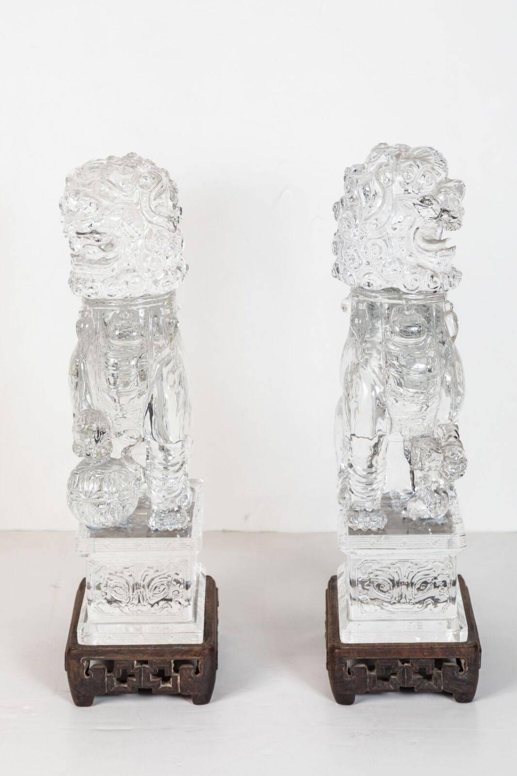 Transparent, Peking Glass Foo Dogs 1