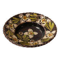 Transylvanian Folk Plate with Hand-Painted Floral Design, Early 20th Century