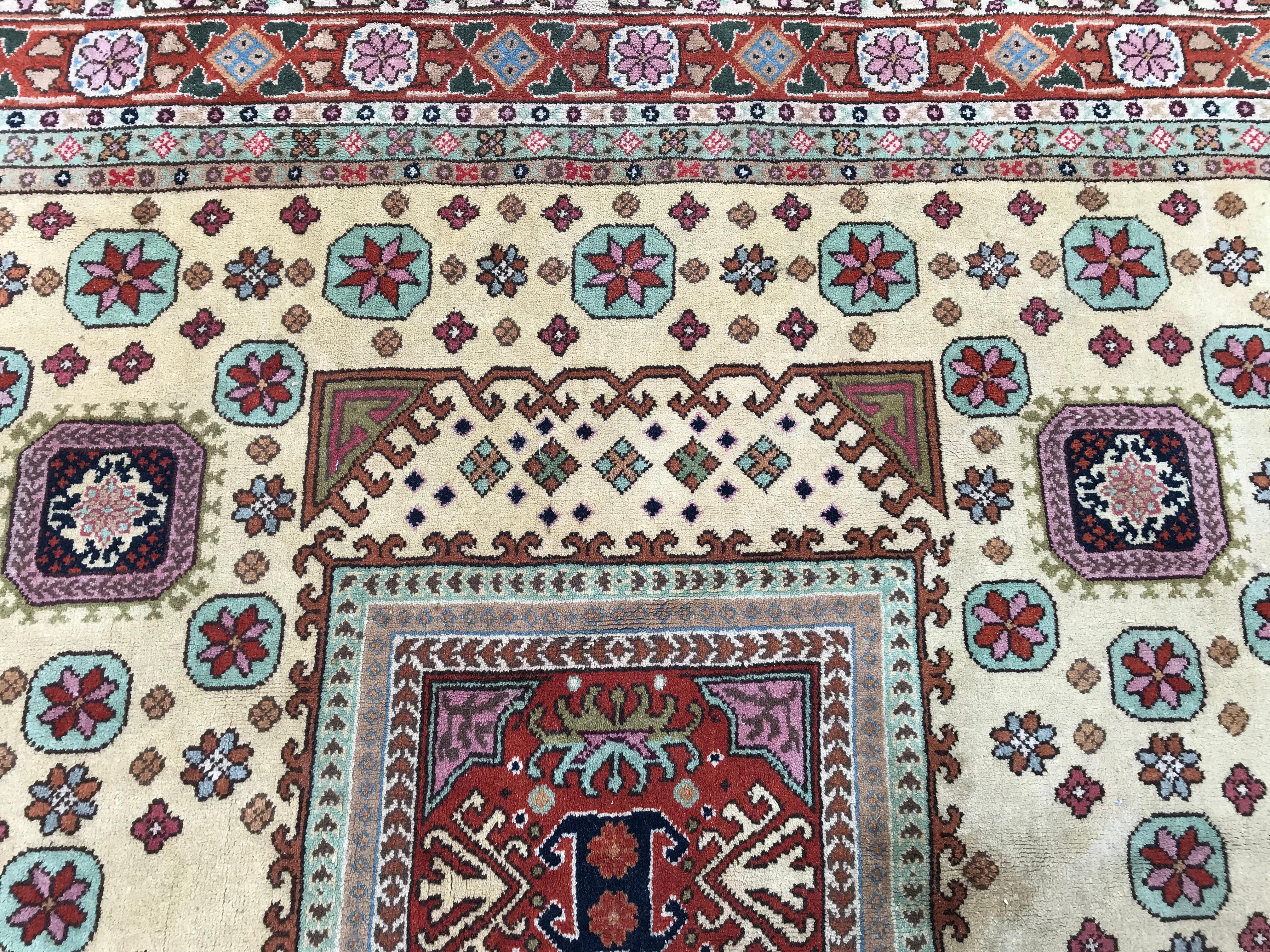 Hand-Knotted Bobyrug’s Transylvanian Square Persian Design Rug For Sale