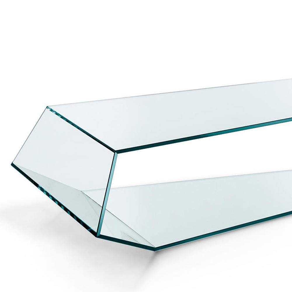 Coffee table Trapez glass with clear glass.
Also available in smoked glass.
  