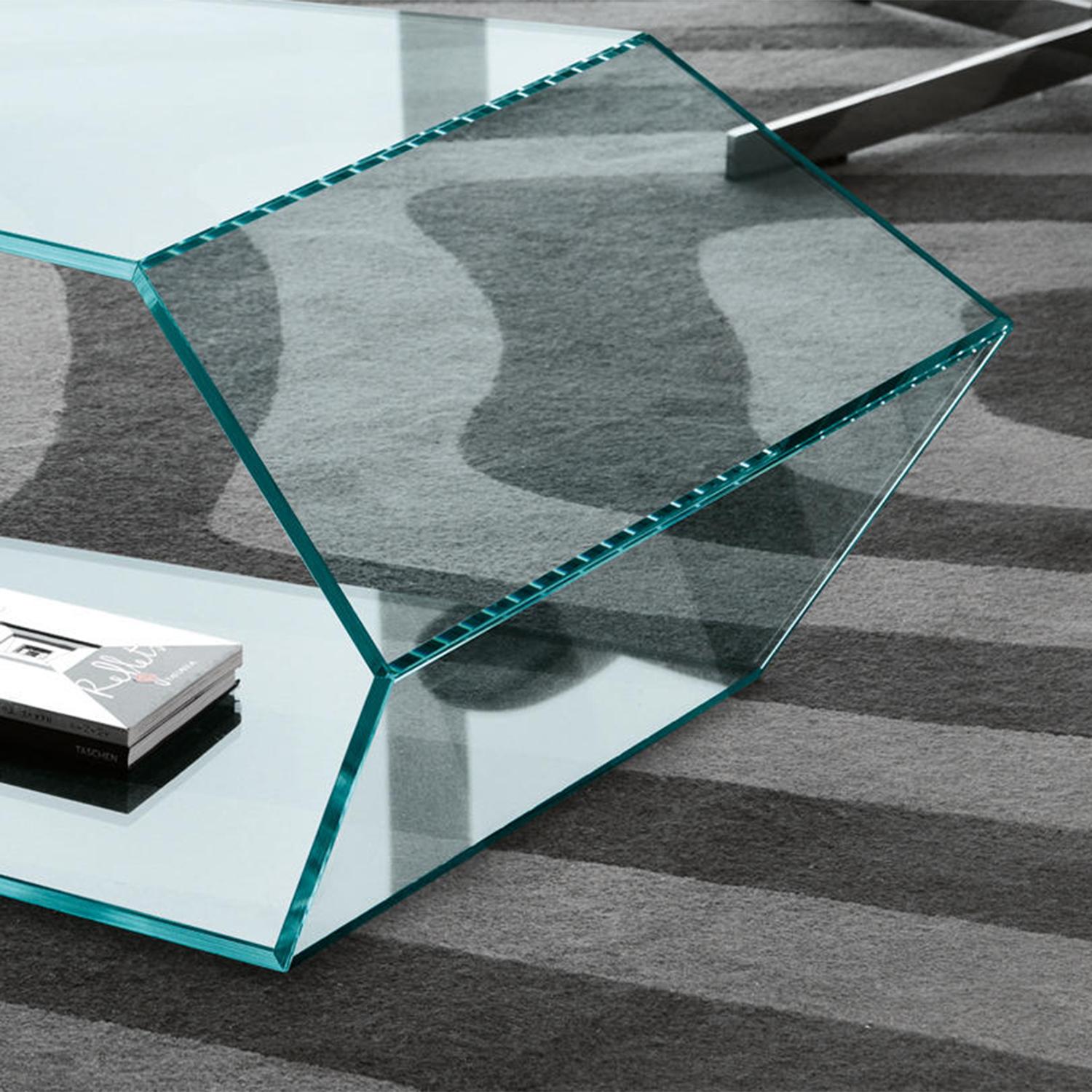 Contemporary Trapez Glass Coffee Table For Sale