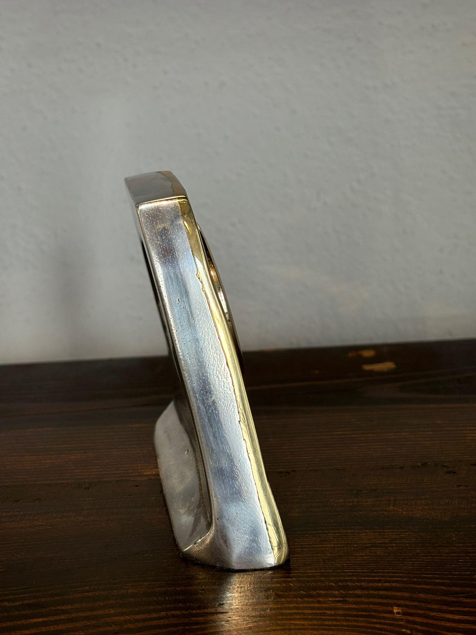 Aluminum Trapeze Clock D013 handmade in cast brass & aluminium For Sale