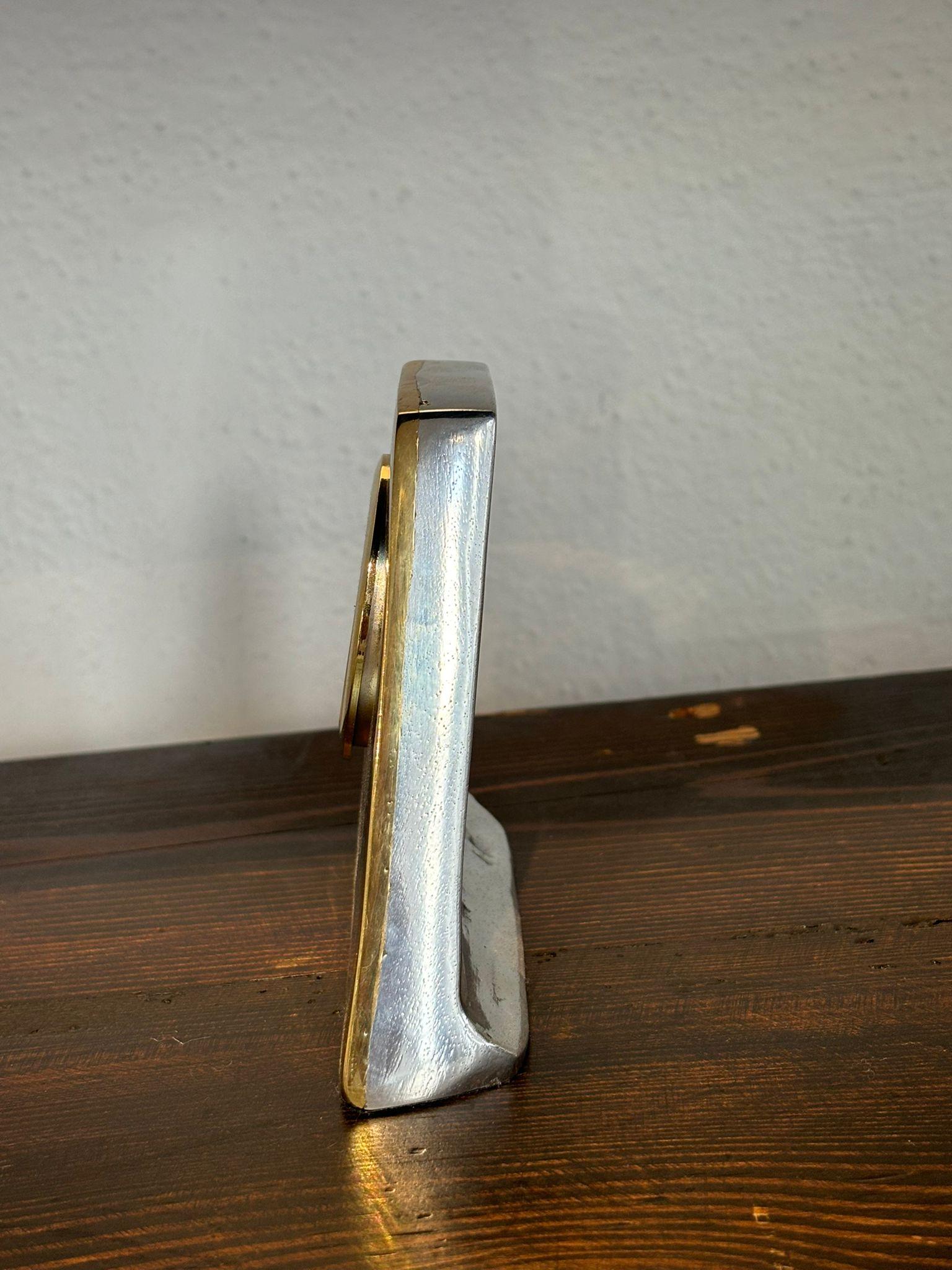 Trapeze Clock D013 handmade in cast brass & aluminium For Sale 1