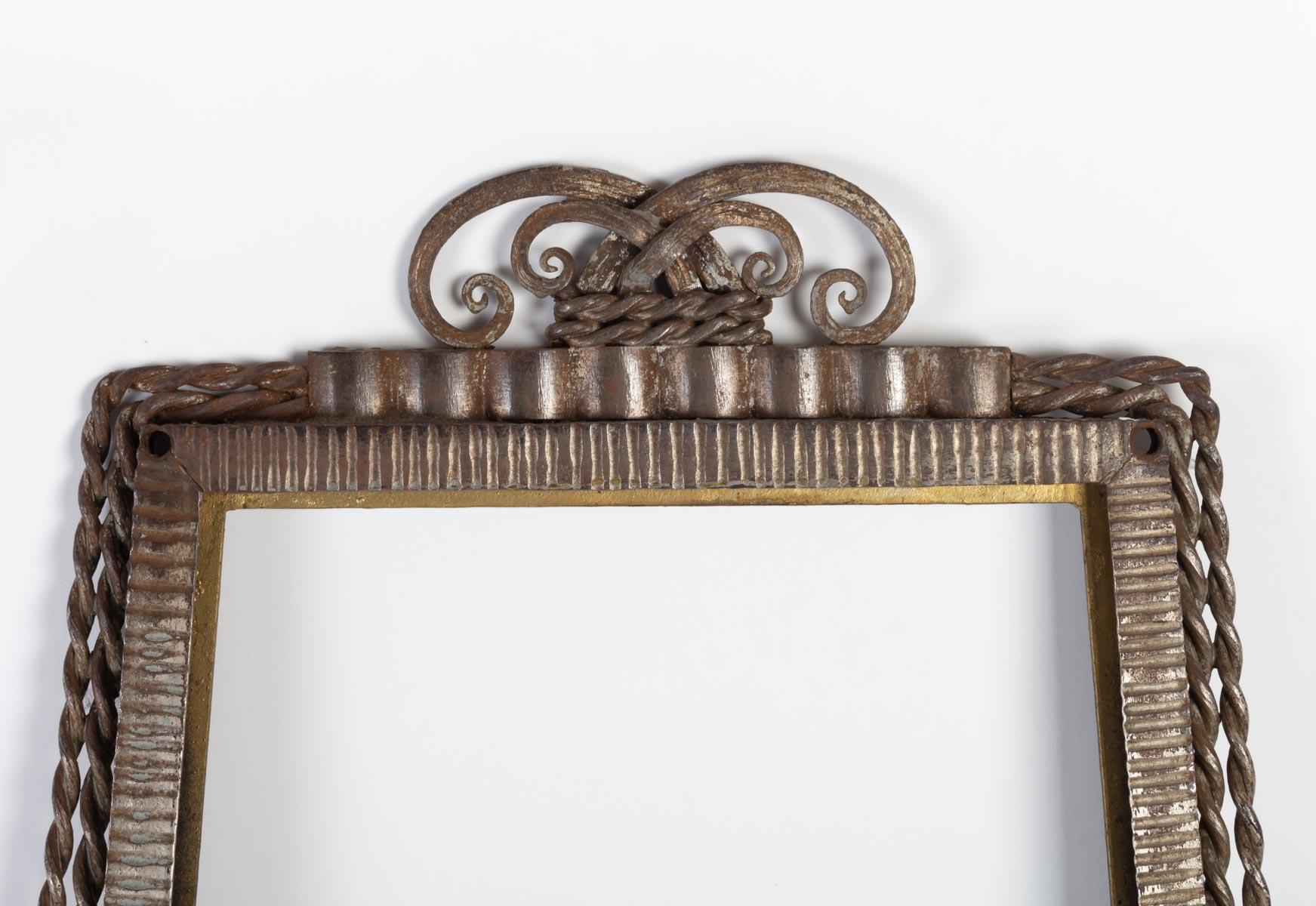 Mid-20th Century Trapeze Mirror frame by Paul Kiss, Wrought Iron, Art Deco, 1930