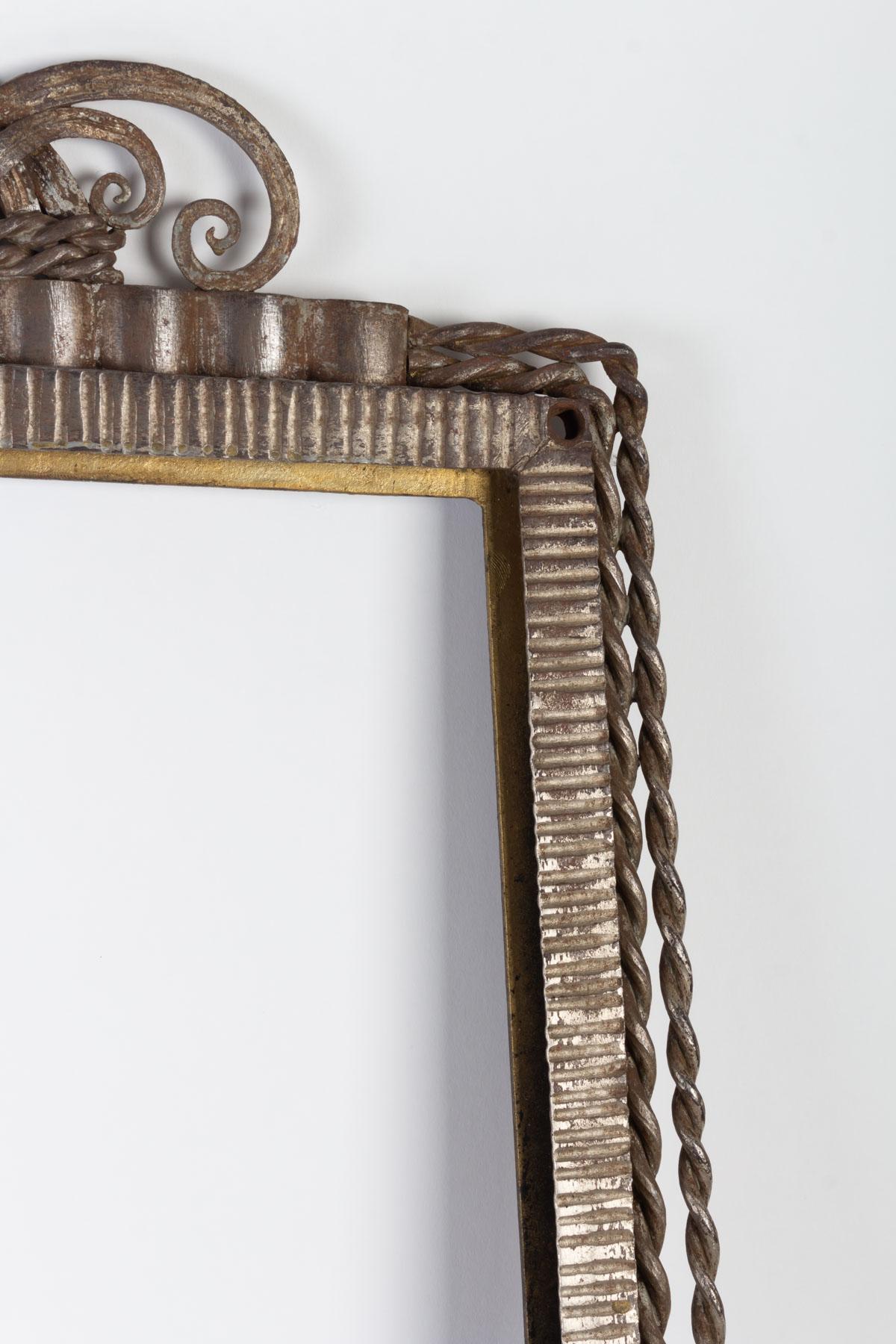 Berlin Iron Trapeze Mirror frame by Paul Kiss, Wrought Iron, Art Deco, 1930