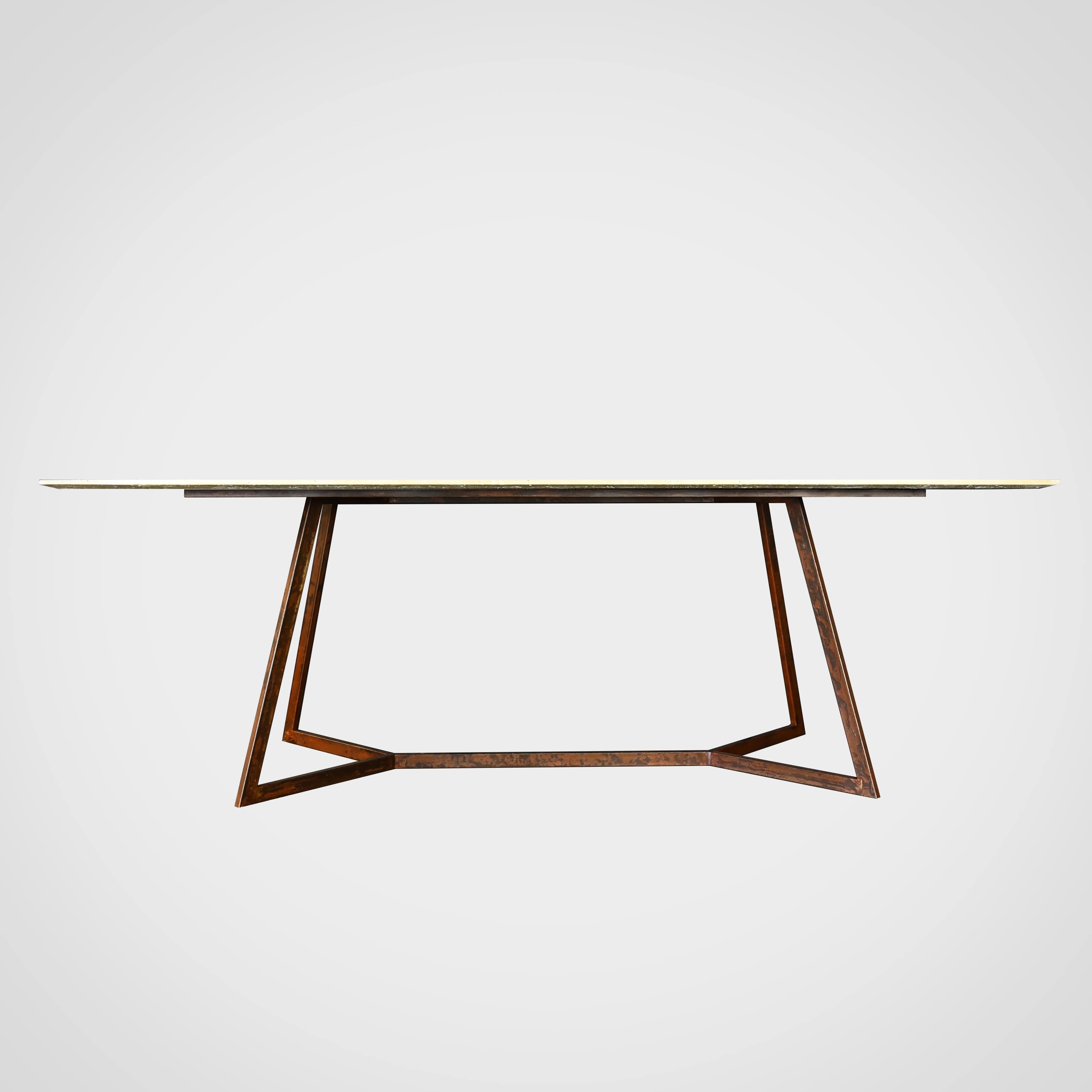 Trapeze Tr4 - Travertine Dining Table and Corten steel By DFdesignlab  In New Condition For Sale In Campobasso, CB