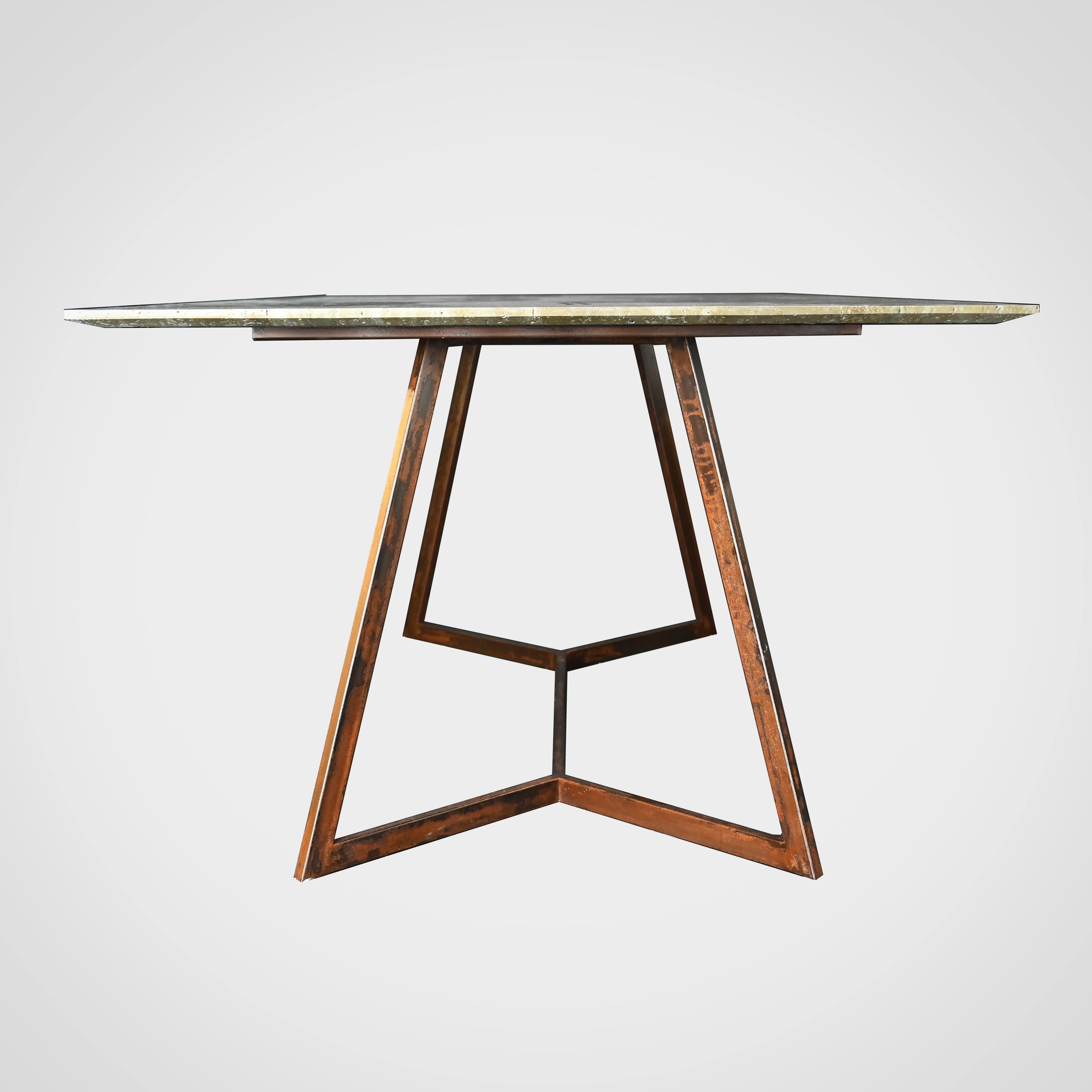 Contemporary Trapeze Tr4 - Travertine Dining Table and Corten steel By DFdesignlab  For Sale