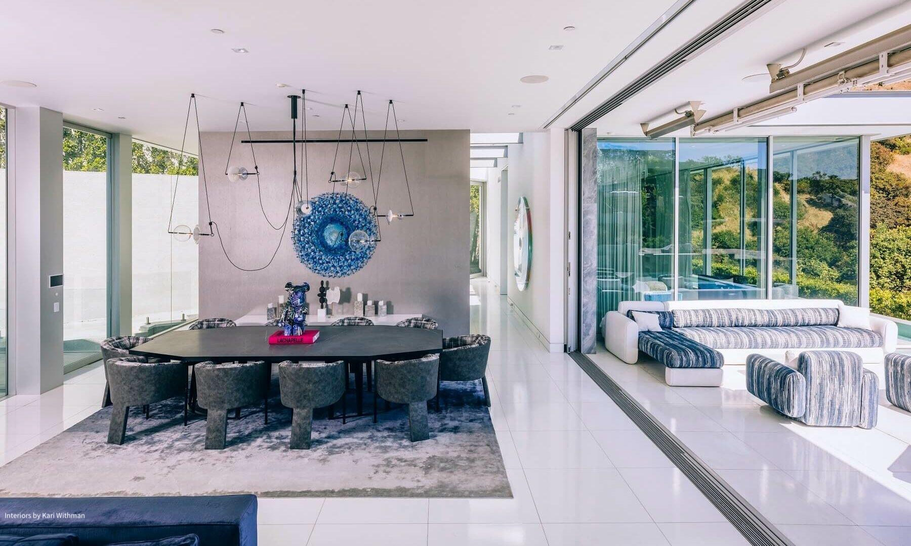 Lustre contemporain Trapezi à six lumières en laiton foncé et verre soufflé noir Neuf - En vente à Reggio Emilia, IT