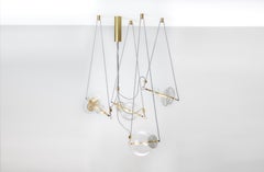 Trapezi Four Lights Contemporary Pendant/Chandelier Lustro-Painted Blown Glass