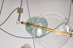 Trapezi Seven Lights Chandelier in Brass, Murano Glass, LED Dimmable