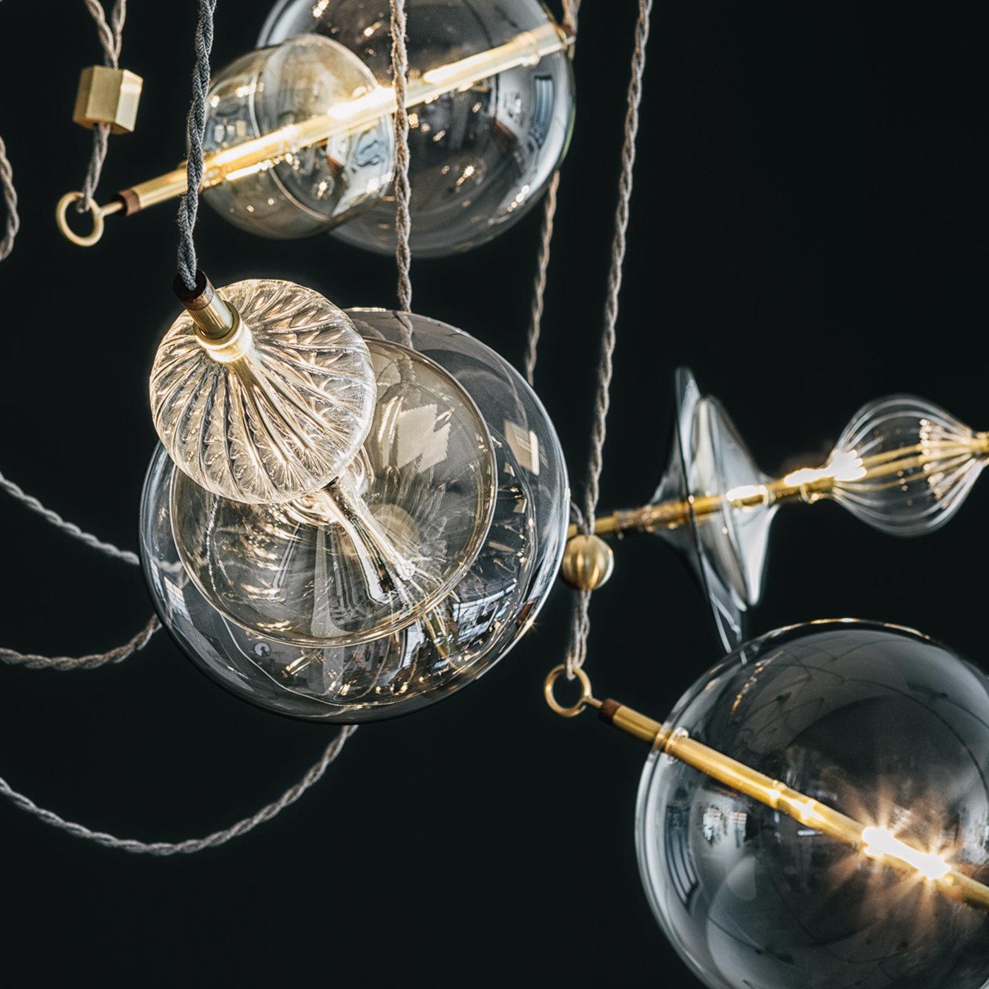 Trapezi Six Lights Chandelier Neutral Shades by Silvio Mondino Studio In New Condition For Sale In Milan, IT