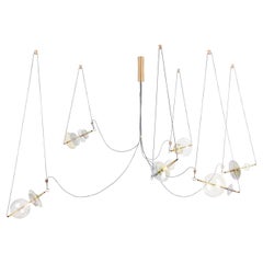Trapezi Sechs Lights Kronleuchter Neutrale Schirme by Silvio Mondino Studio