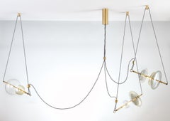 Trapezi Three Lights Contemporary Pendant/Chandelier Lustro-Painted Blown Glass