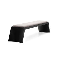 Black Matte and Gray Fabric Four-Seater Trapézio Bench - Geometric Design