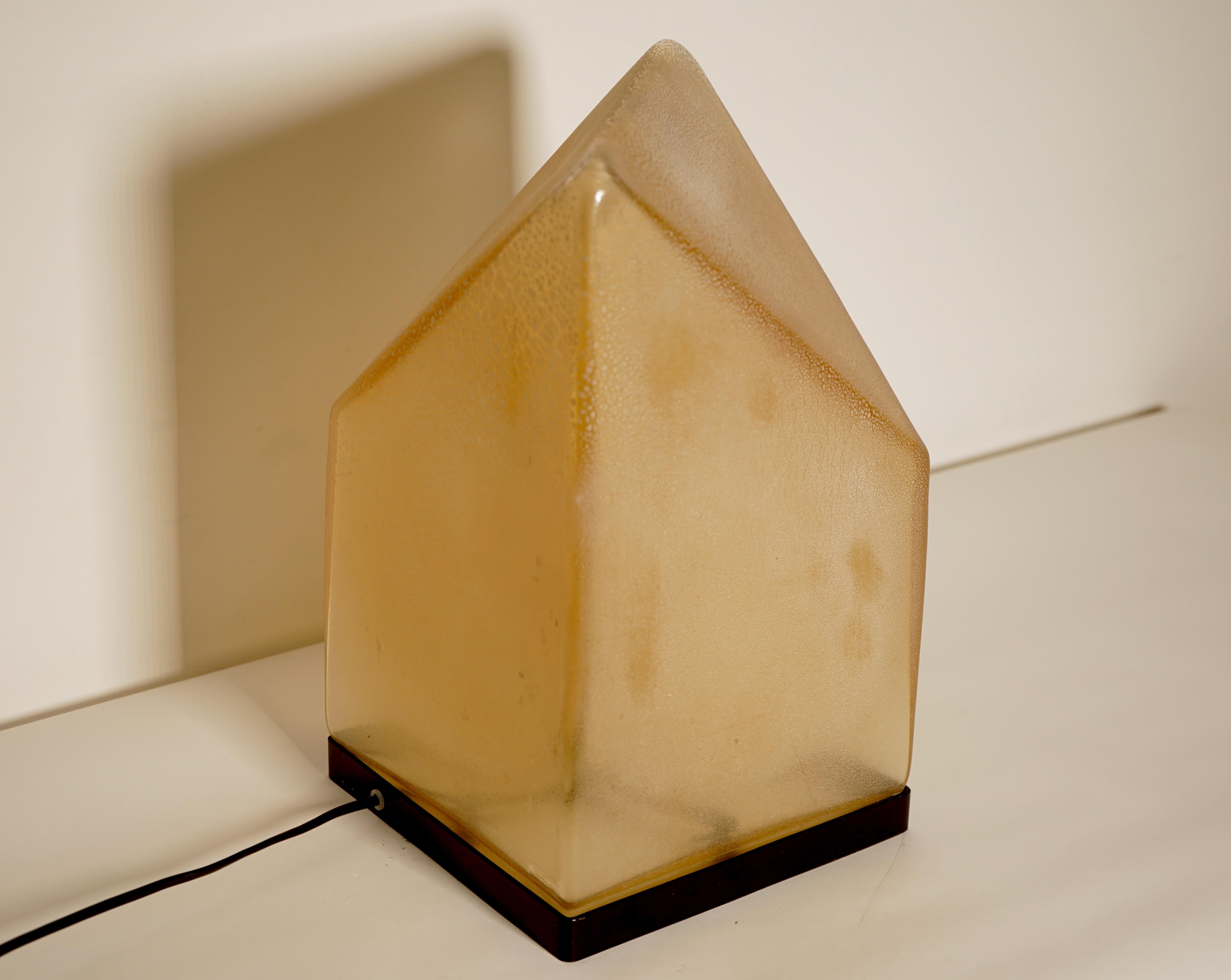 Modern Murano Glass Sculpture Table Lamp Trapezio Model by Alfredo Barbini, Italy