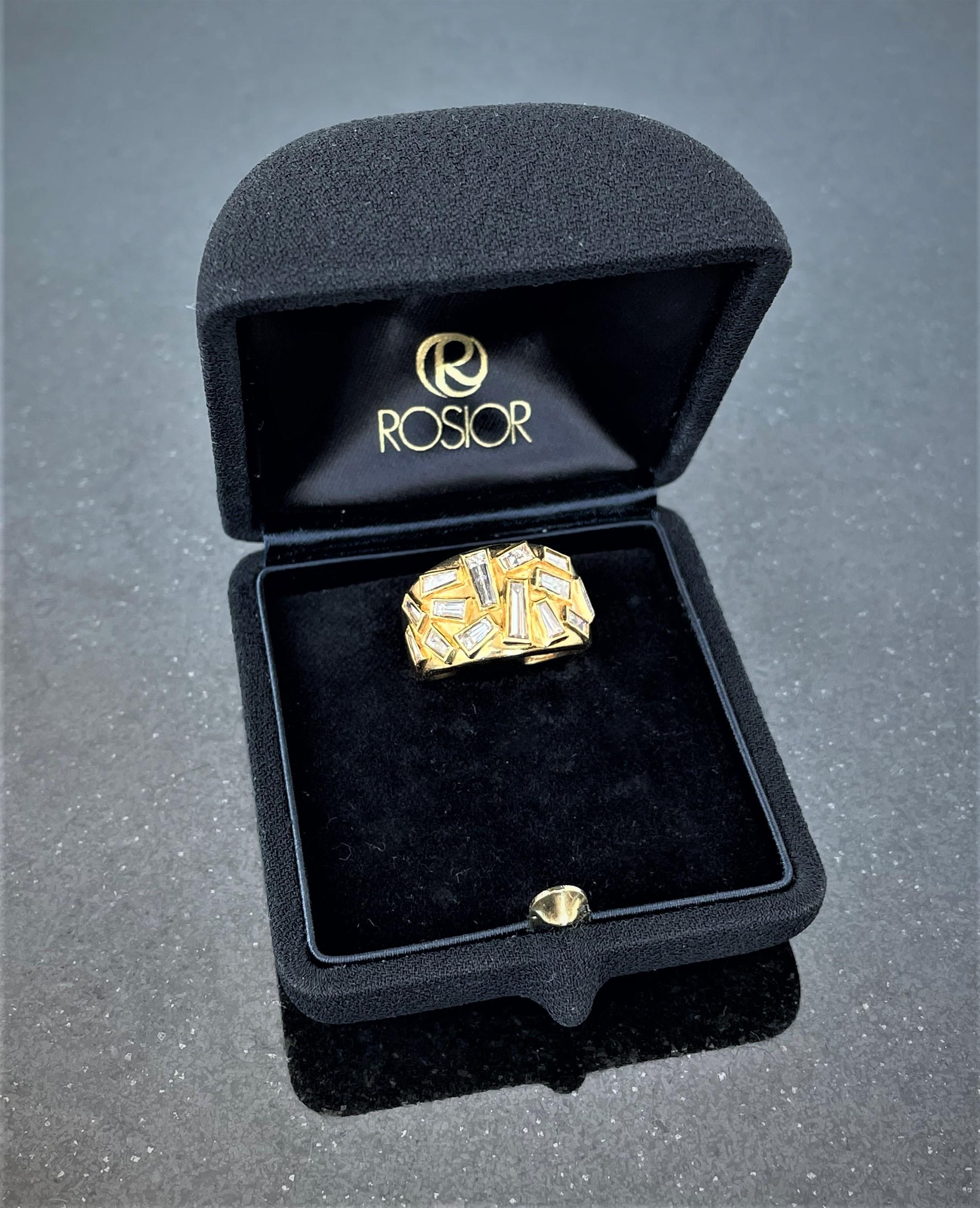 Vintage Rosior Trapezoid Cut Diamond Band Ring set in Yellow Gold In New Condition For Sale In Porto, PT