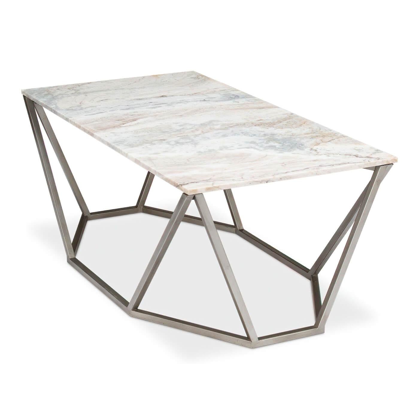 Metal Trapezoid Modern Coffee Table For Sale