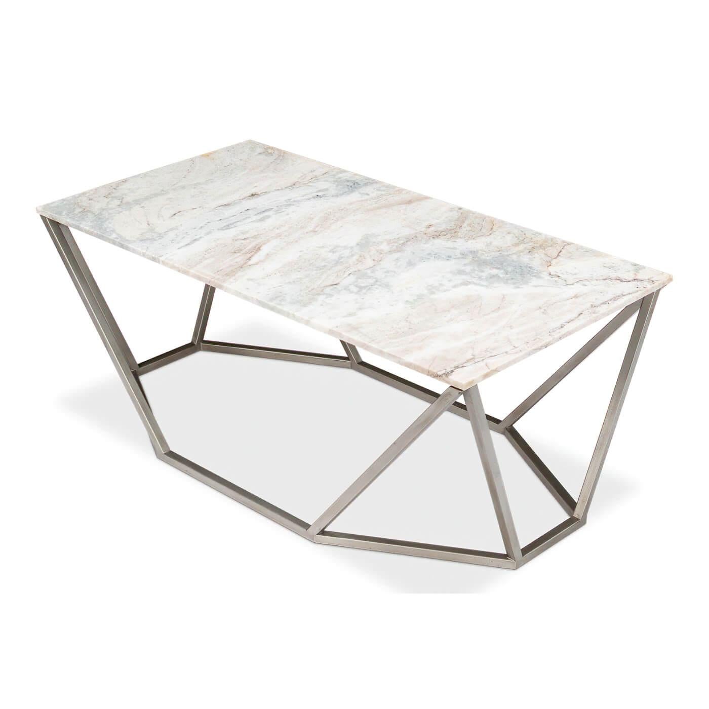 Metal Trapezoid Modern Coffee Table For Sale