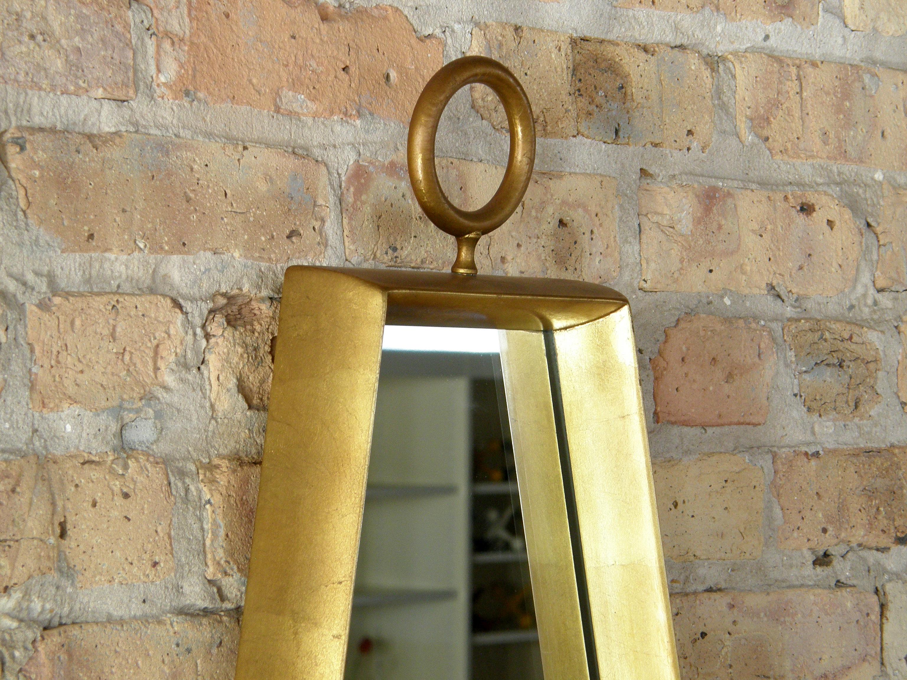 Trapezoidal Giltwood Wall Mirror in the Style of Tommi Parzinger In Good Condition In Chicago, IL