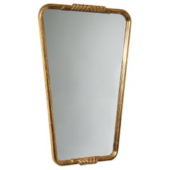Espejo de pared trapezoidal al estilo de Osvaldo Borsani, probablemente de Italia