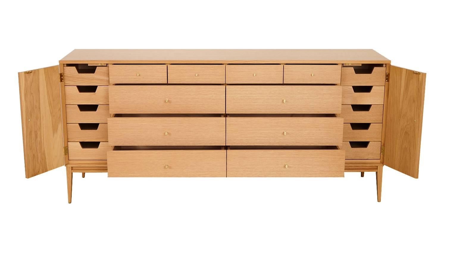 Mid-Century Modern Trapp 20-Drawer White Oak Dresser For Sale