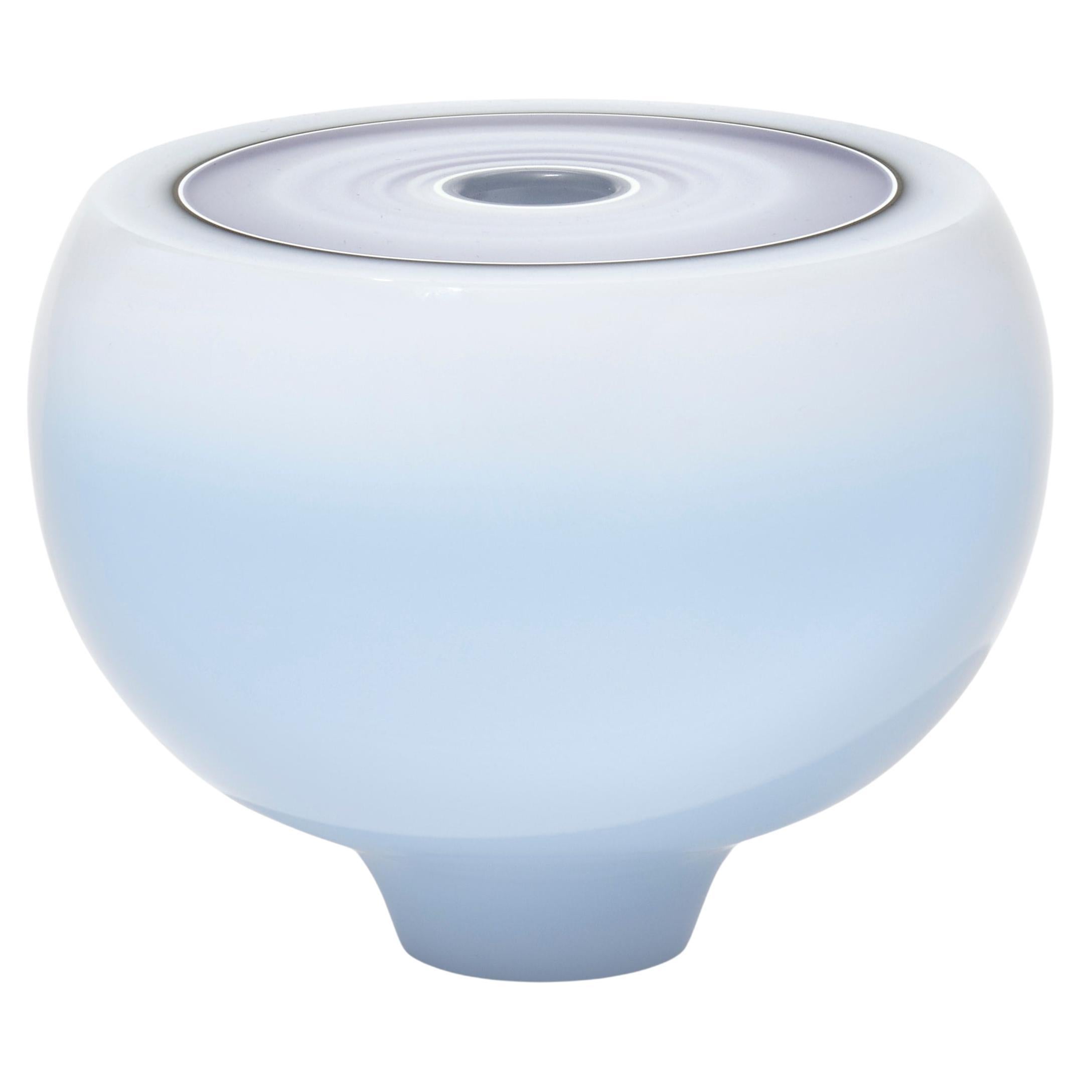 Trappist-1e, a white & purple handblown glass sculpture by Peter Bowles For Sale