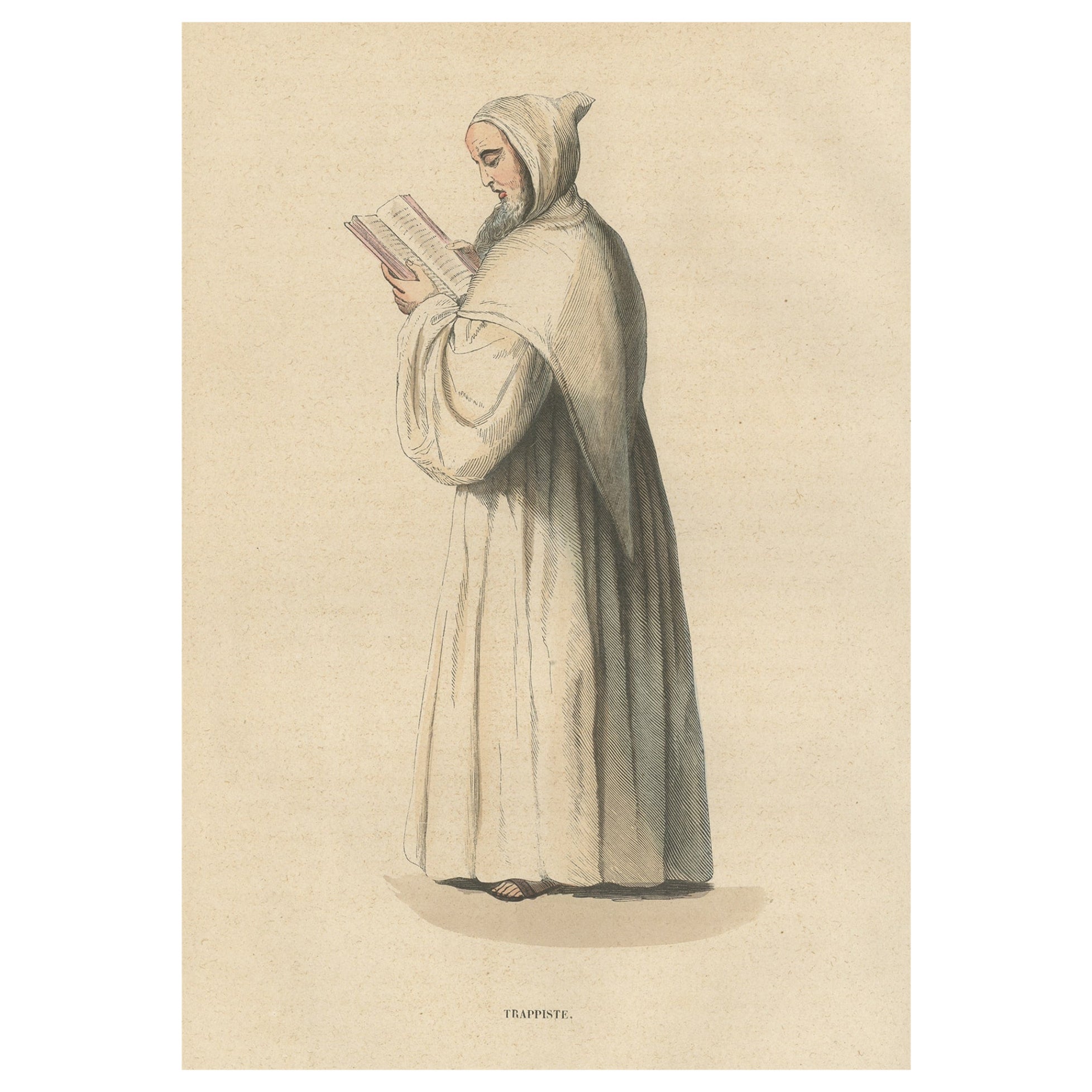 Trappist Monk of the Order of Cistercians Reading a Bible, 1845 For Sale