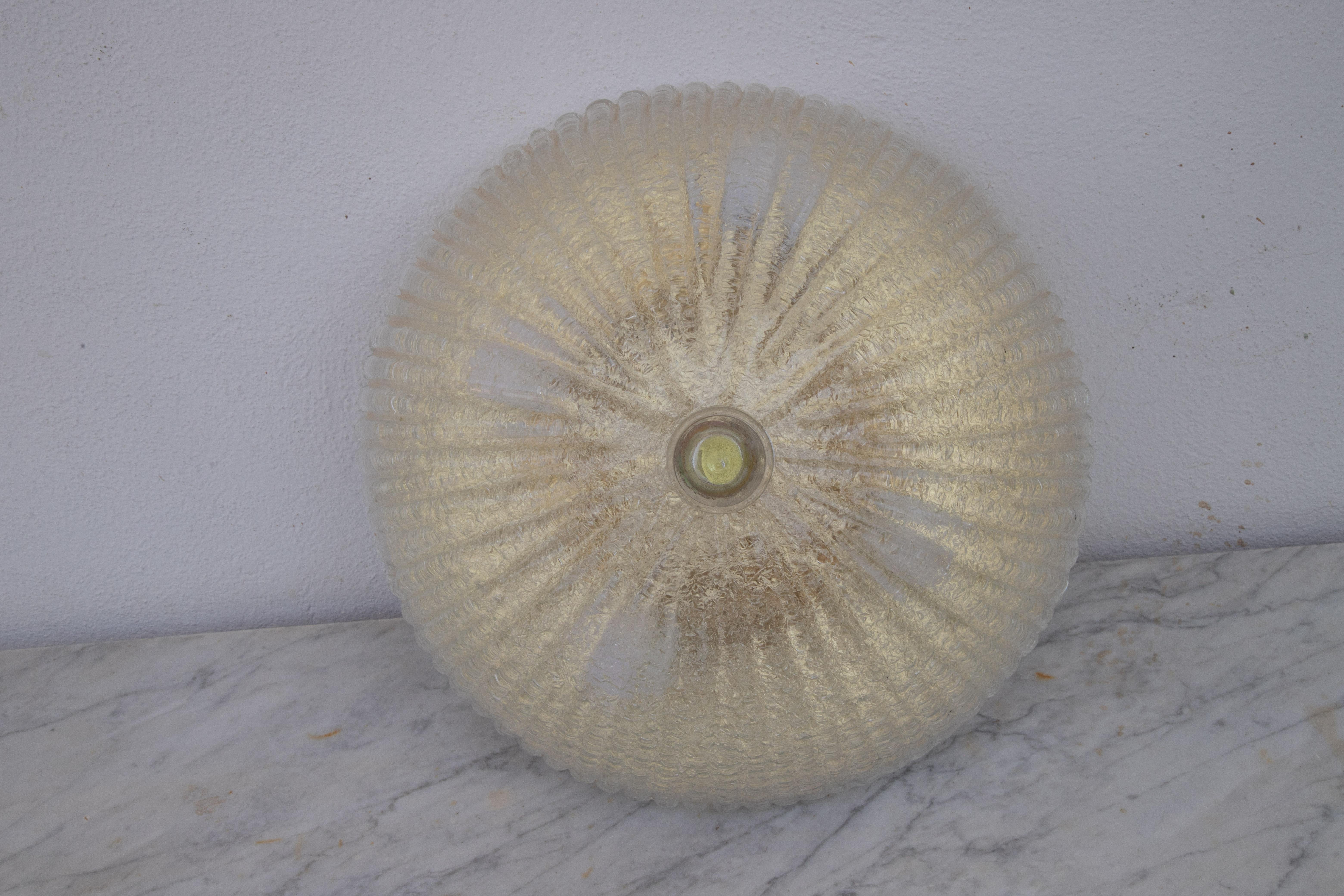 Trasparent and Gold Glass Murano Ceiling light By Barovier & Toso style , 1960 For Sale 6